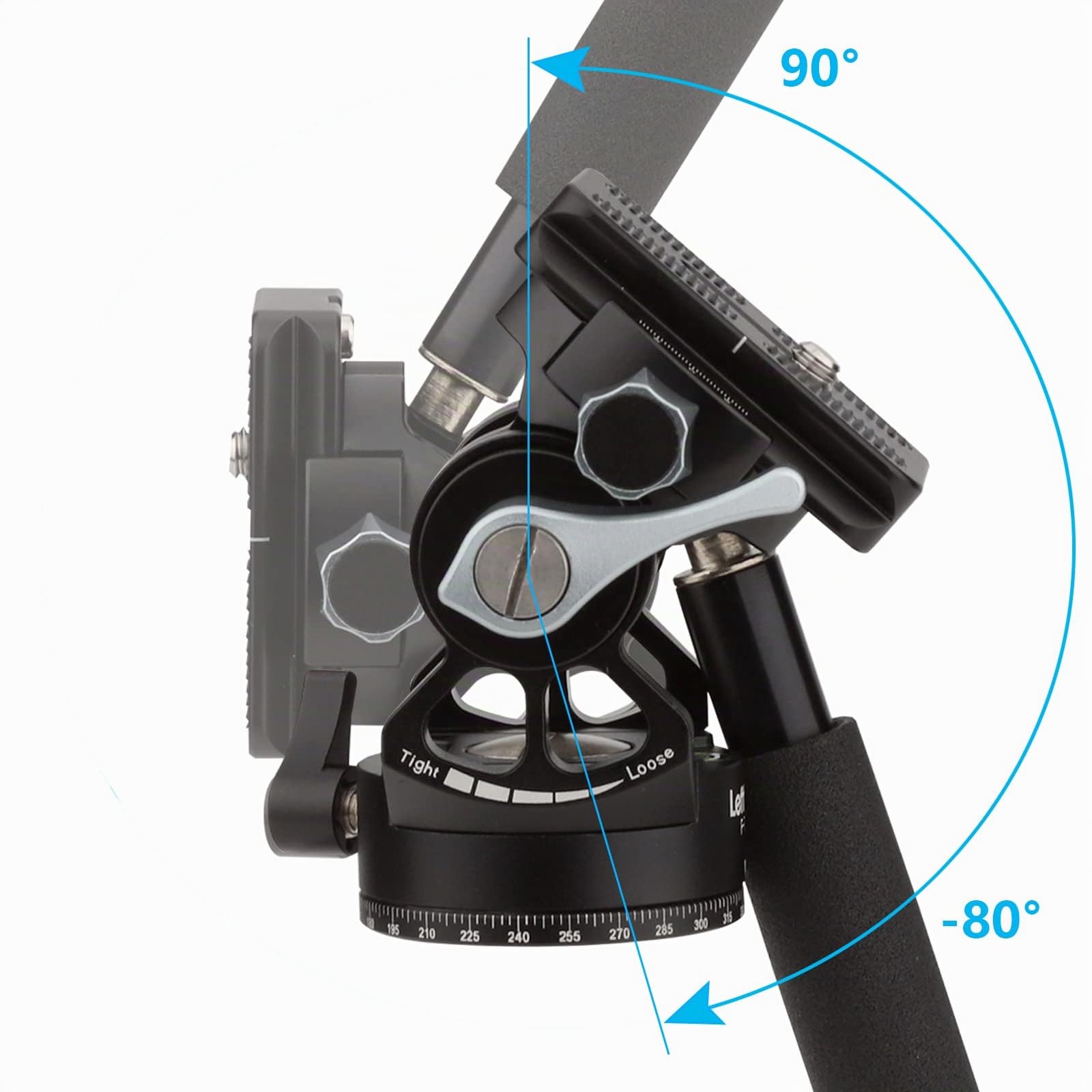 LEFTFOTO Panorama-Stativ, Flüssigkeitskopf, Stativ, Flüssigkeitskopf, kleine Schwenk-Kamerahalterung mit Arca Swiss Schnellwechselplatte und Griff für kompakte Videokameras und DSLR-Kameras