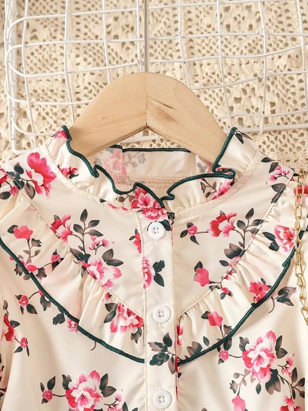 Niren Enterprise Vestido de modal y rayón con estampado digital para niñas