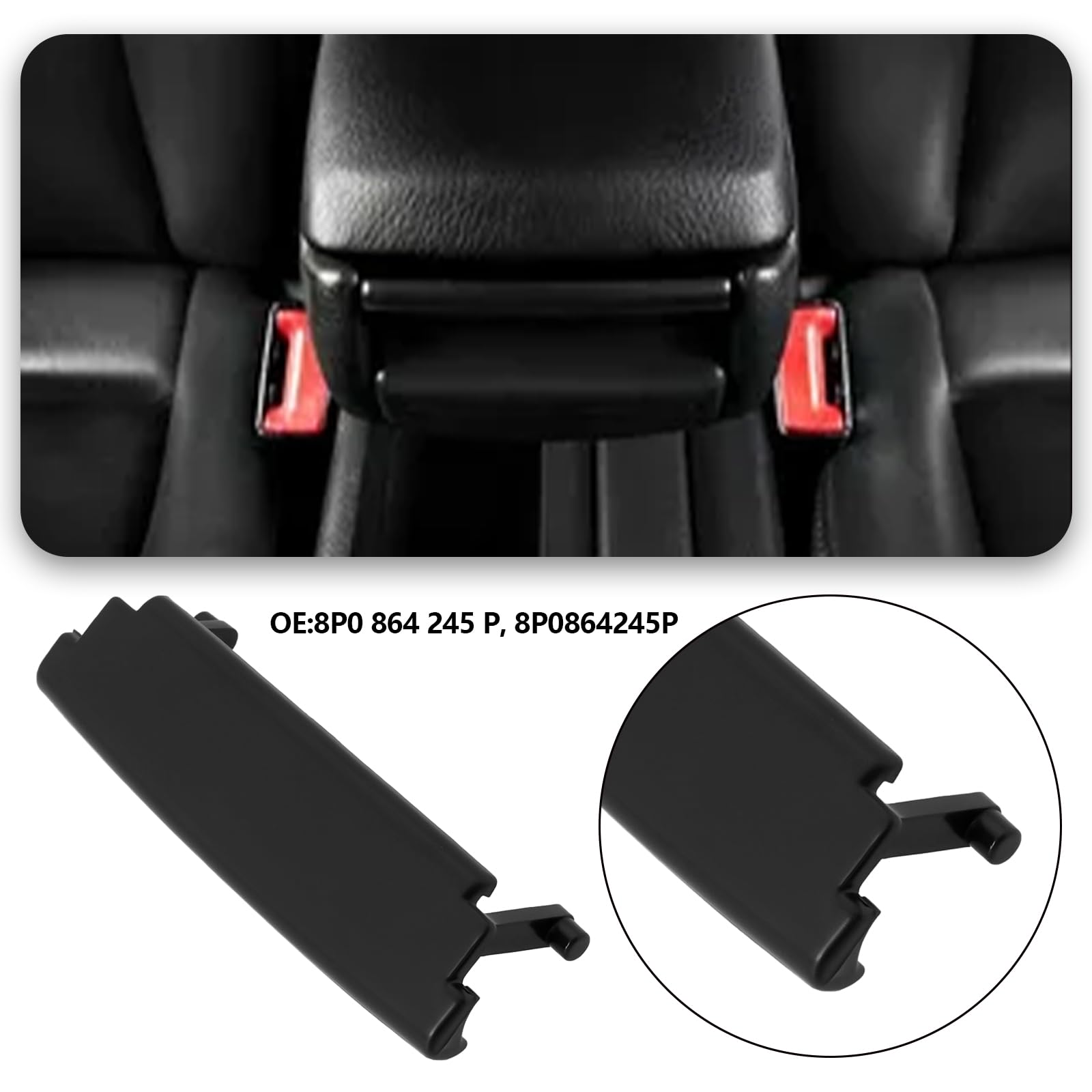 2 Pezzi Clip Di Chiusura Per Bracciolo Console Centrale Auto Compatibile Con Audi A3 8P 2003-2012 OE 8P0864245P 70x19,2mm Accessori Auto Nero