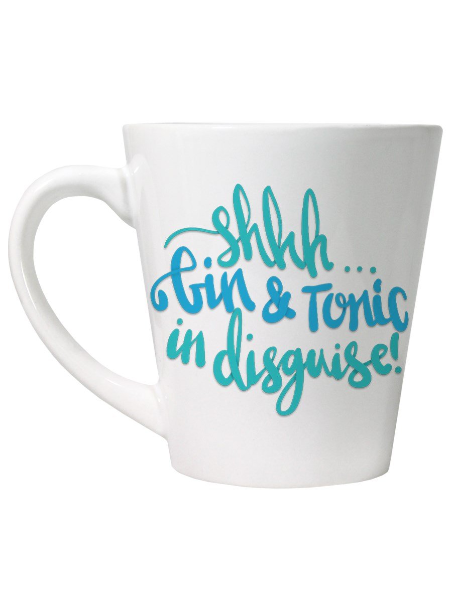 Grindstore White Shhh Gin & Tonic In Disguise Latte Mug For Tea Or Coffee