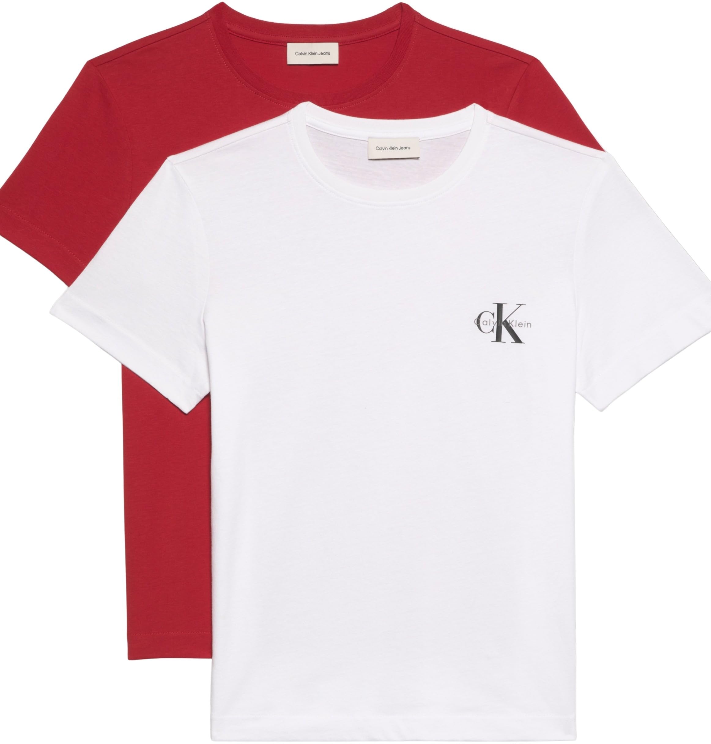 Calvin Klein Damen 2er Pack T-Shirts Kurzarm Logo Tee mit Rundhalsausschnitt