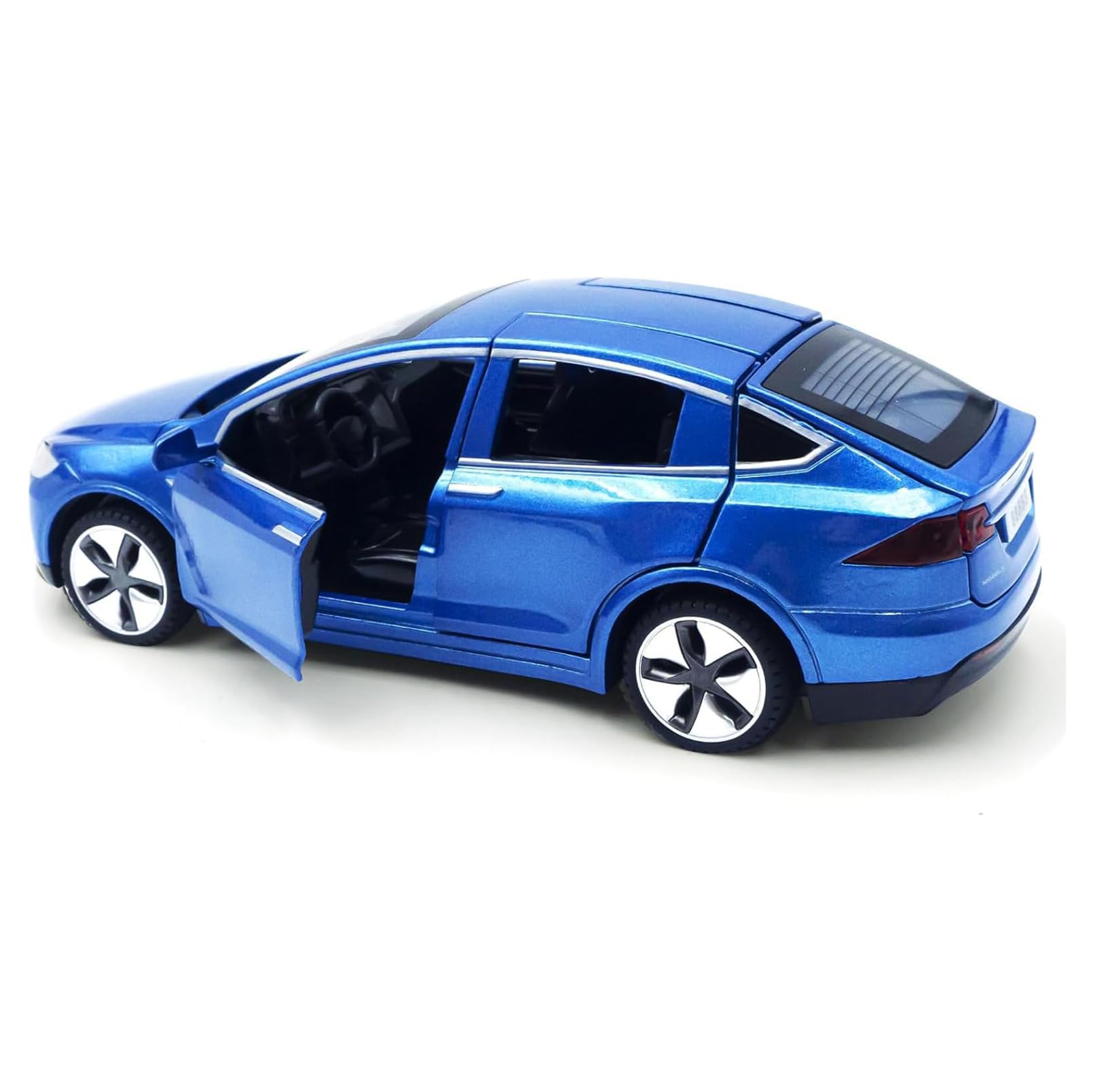 Tesla Model X 1:32 Modellino, Giocattolo Elettronico in Lega Pressofusa con Funzione di Arretramento, con Luci e Musica, mini Veicolo Giocattolo come Regalo per Bambini (Blu)