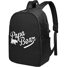 Papa Bear Travel Laptop Backpack Bag with USB Charging Port 17 Inch Computer Business Backpacks for Women Men Work College Gift,Casual Daypack,Black