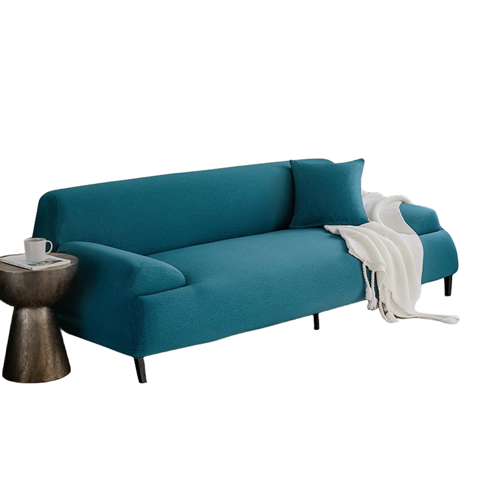 Housse de canapé extensible bleu 1 place (90-140 cm) avec couvre-coussin élastique