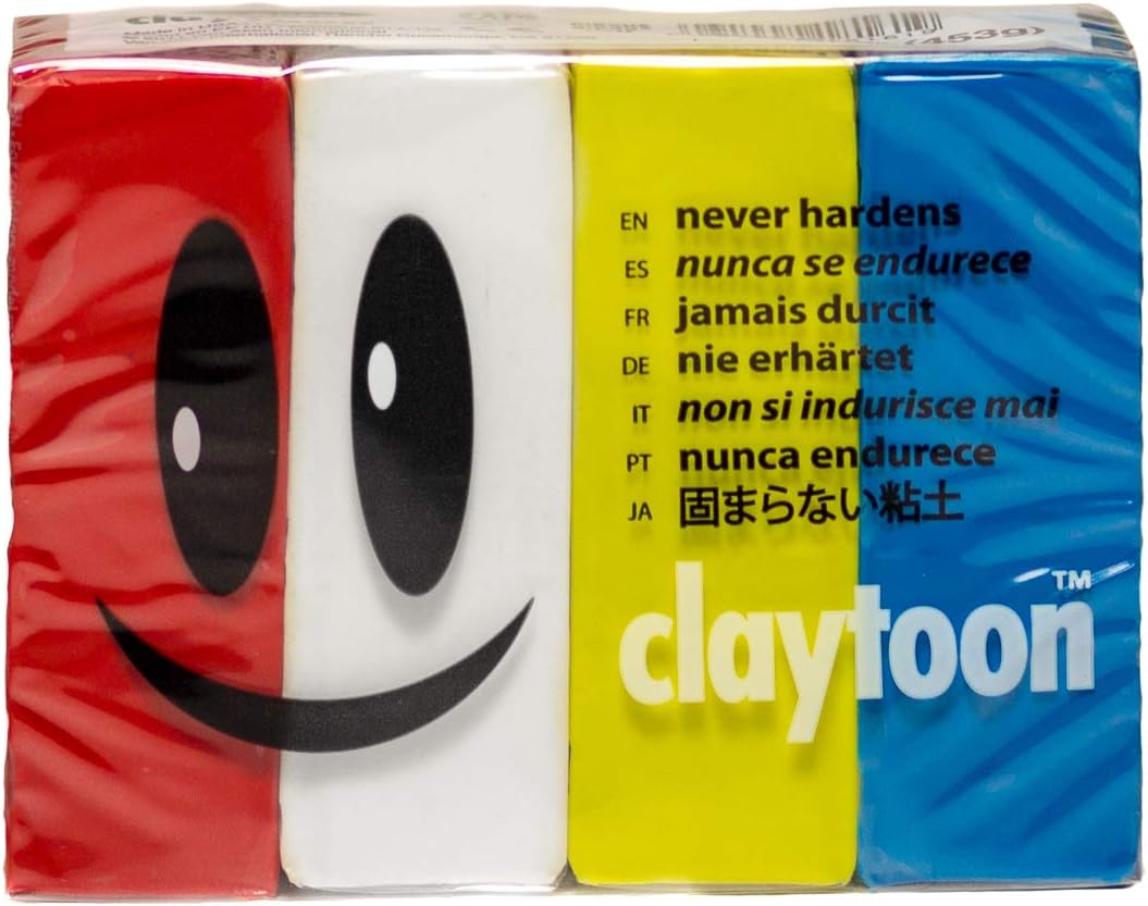 Van Aken International – Claytoon – Non-Hardening Modeling Clay – VA18161 – Circus – red, White, Yellow, Blue – 1 Pound Set (4-1/4 Pound Bars) – claymation, Gluten-Free, Non-Toxic