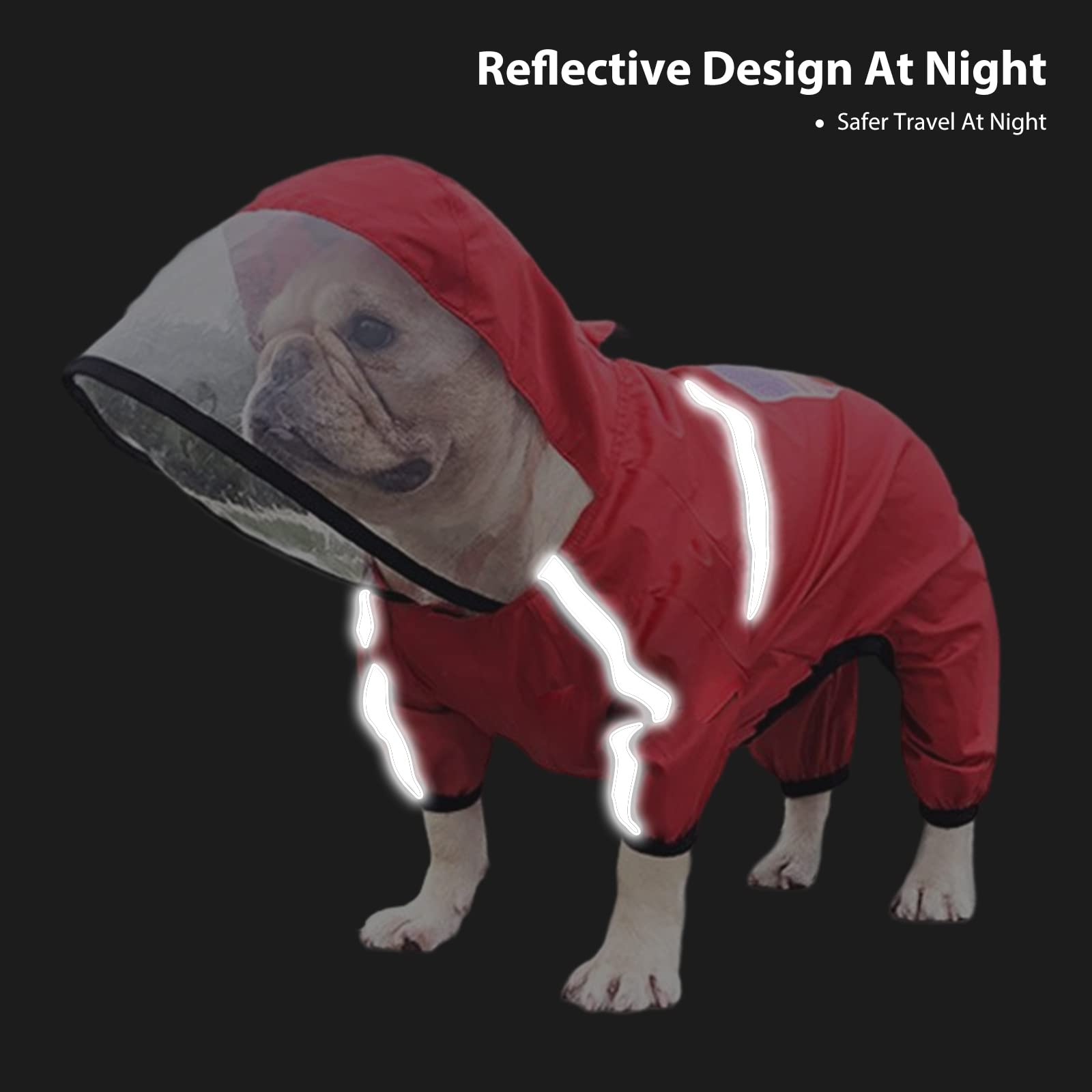 Impermeabile Per Cani Taglia Media/Grande - Con Cappuccio E Strisce Riflettenti, 100% Impermeabile - Foto 7