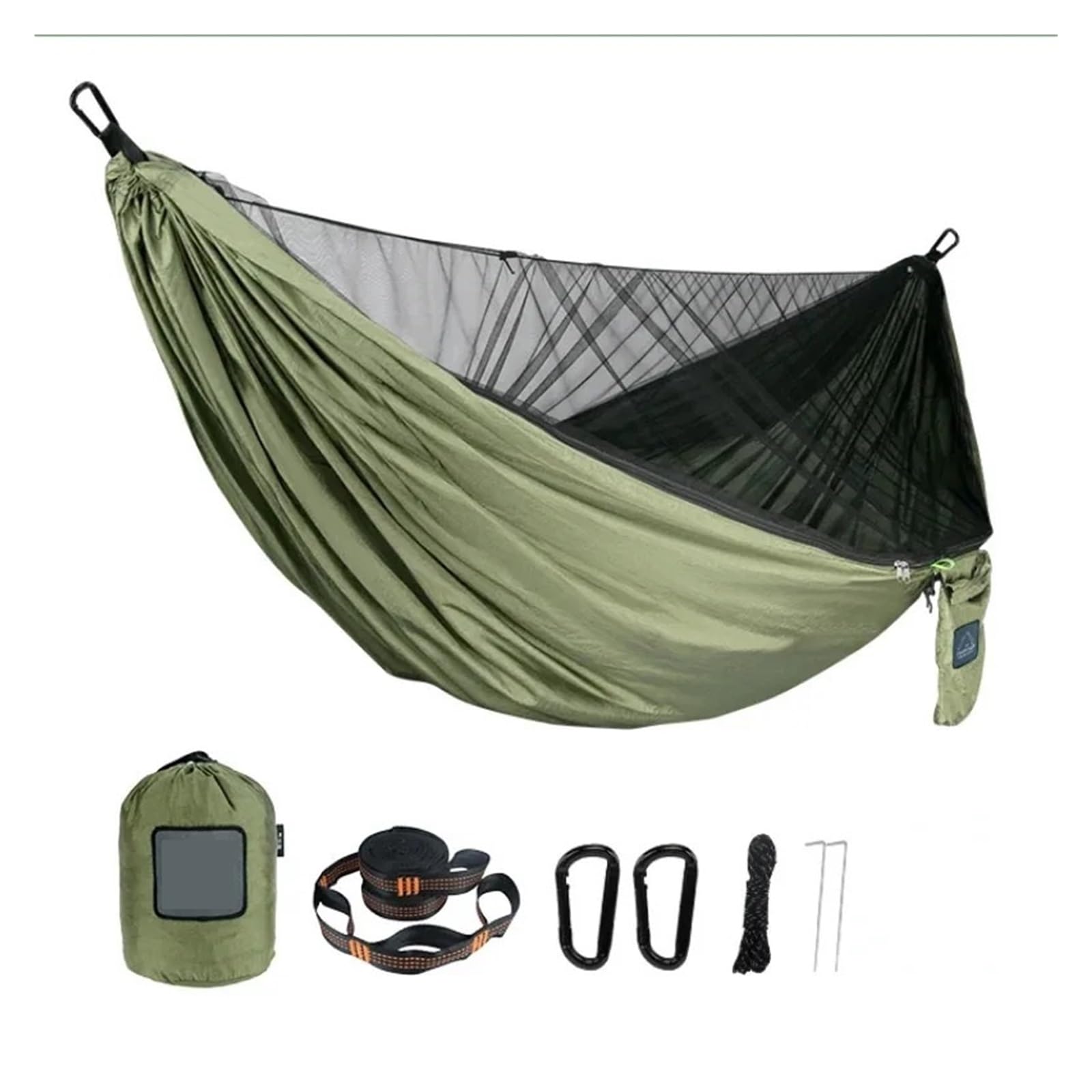 Moskitiera na zewnątrz, Przenośny hamak siatkowy do szybkiego montażu, wielokolorowy(Army Green)