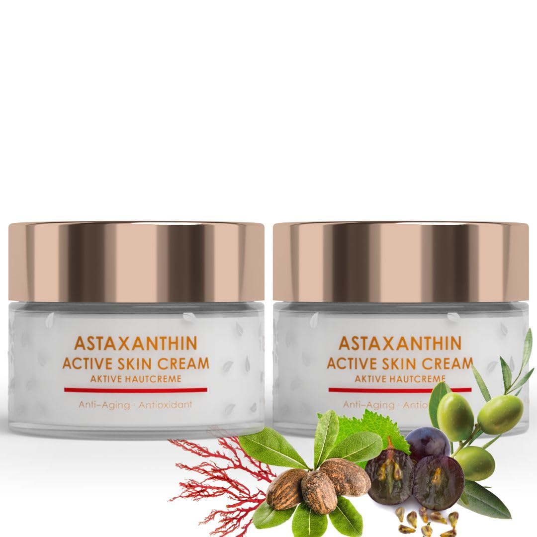 Green idea - Astaxantina Crema Viso 50 ML - Crema anti-invecchiamento - Crema antiossidante - combatte i radicali liberi - con olio di rosa canina, burro di karitè, pantenolo, olio d'oliva