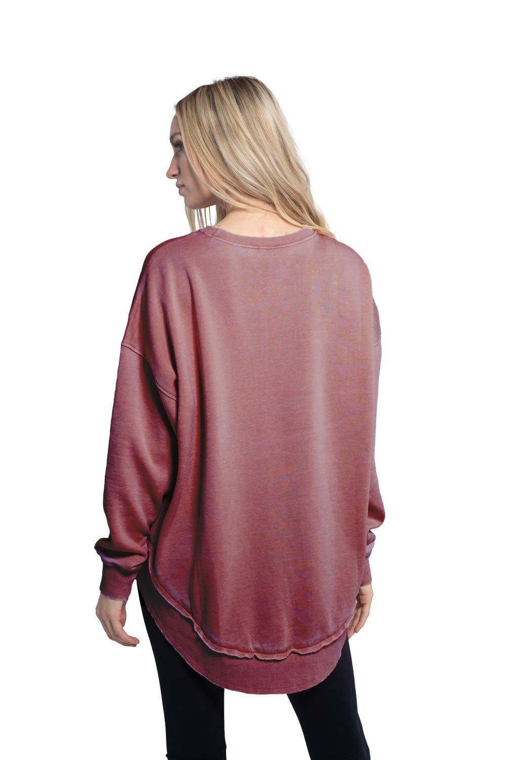 Virginia Tech Hokies Women's Burnout Crew Sweatshirt - Merlot, Large, Officially Licensed