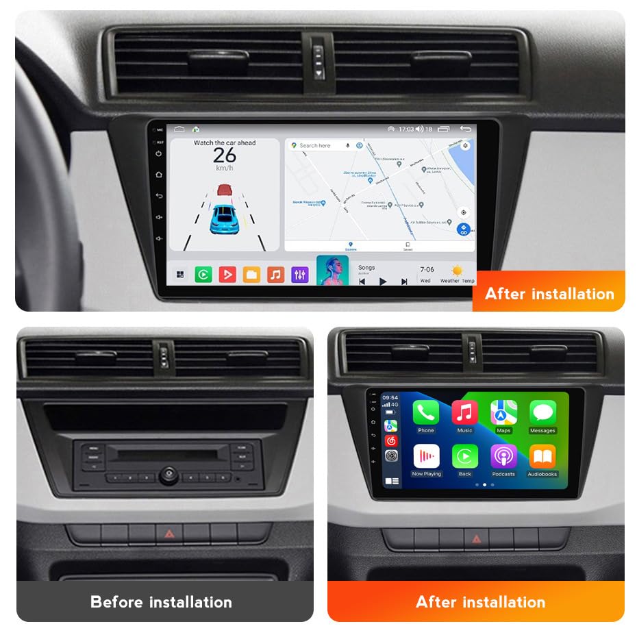 Autoradio GPS Navigation Fabia 3 Android 15.0 Multimédia Lecteur DVD Écran 9''
