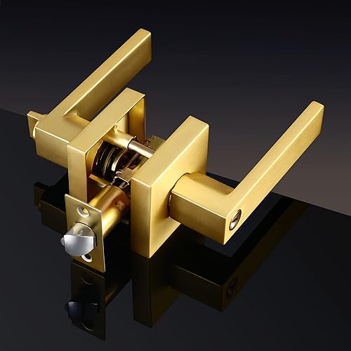 Miniatura 8 de Leydebong Paquete de 2 manijas de entrada doradas con llave igual, manija de puerta de entrada resistente, perillas de puerta interiorexterior con