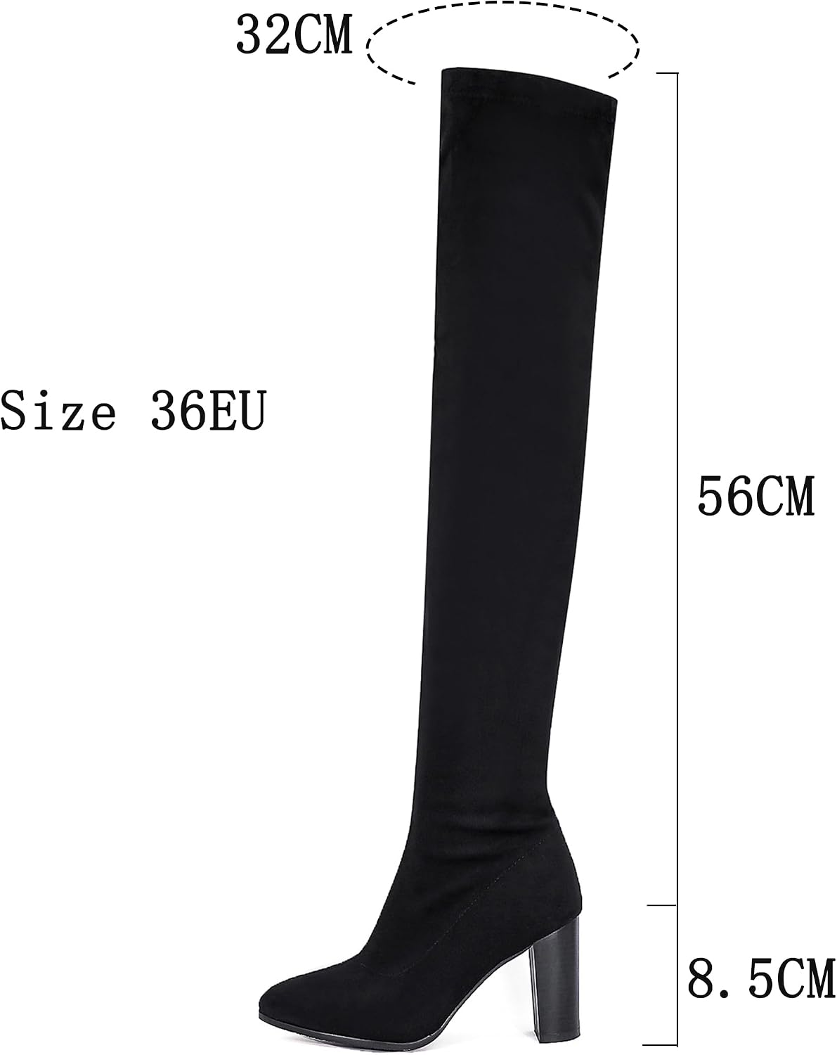 Ladies Pointed Toe Over Knee Stretch Boots Pull On