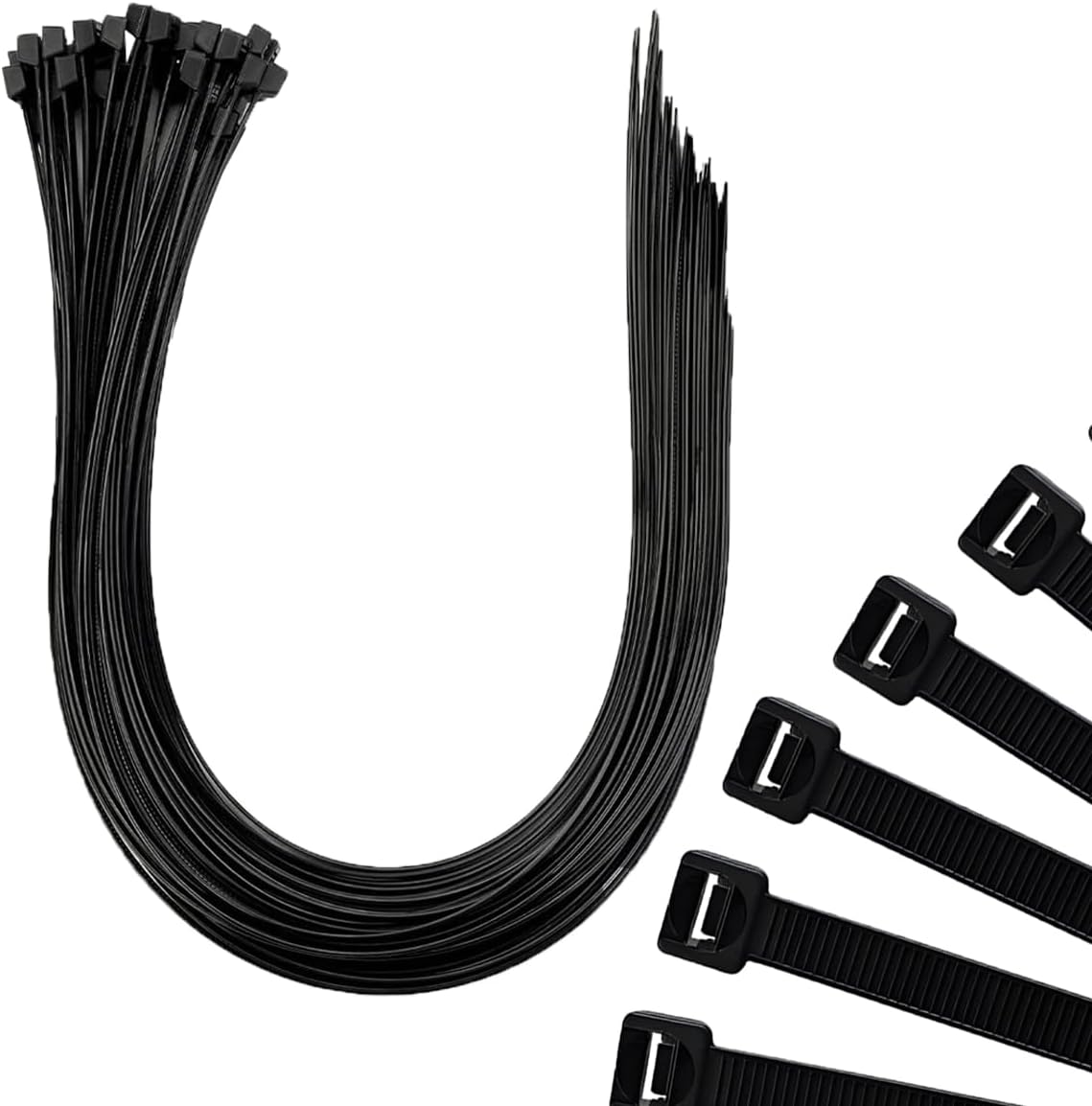 40 Inch Extra Large Zip Ties Heavy Duty, 175 Lbs Tensile Strength, UV Resistant Outdoor Black Cable Ties, 0.36" Wide Big Nylon Tie Wraps for HVAC, Fencing, Construction (5 Pack)
