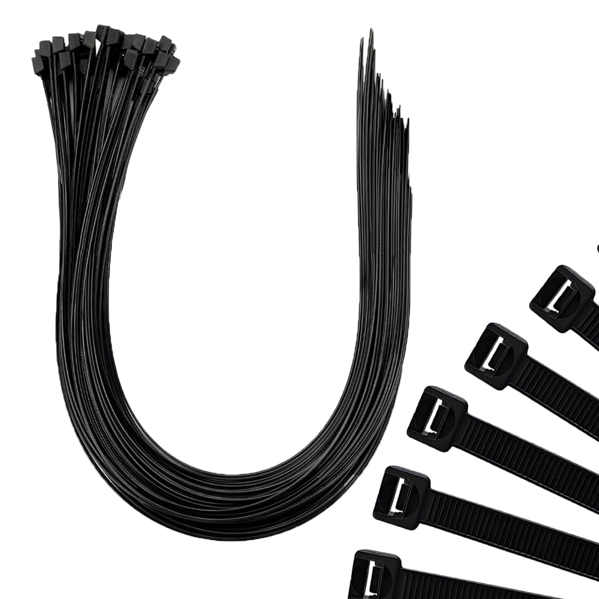 Fascette per cavi resistenti, 0,9 x 122 cm, 5 fascette extra large con resistenza 79,4 kg, resistenti ai raggi UV, multiuso, autobloccanti, per uso esterno (nero)