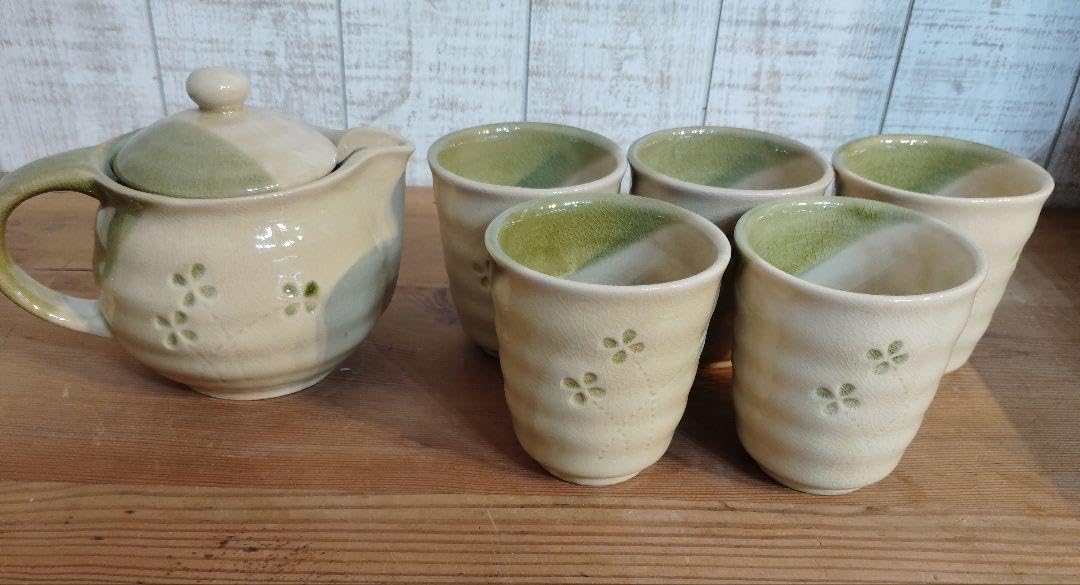 ティーポット1 カップ5客 セット 箱付 クローバー