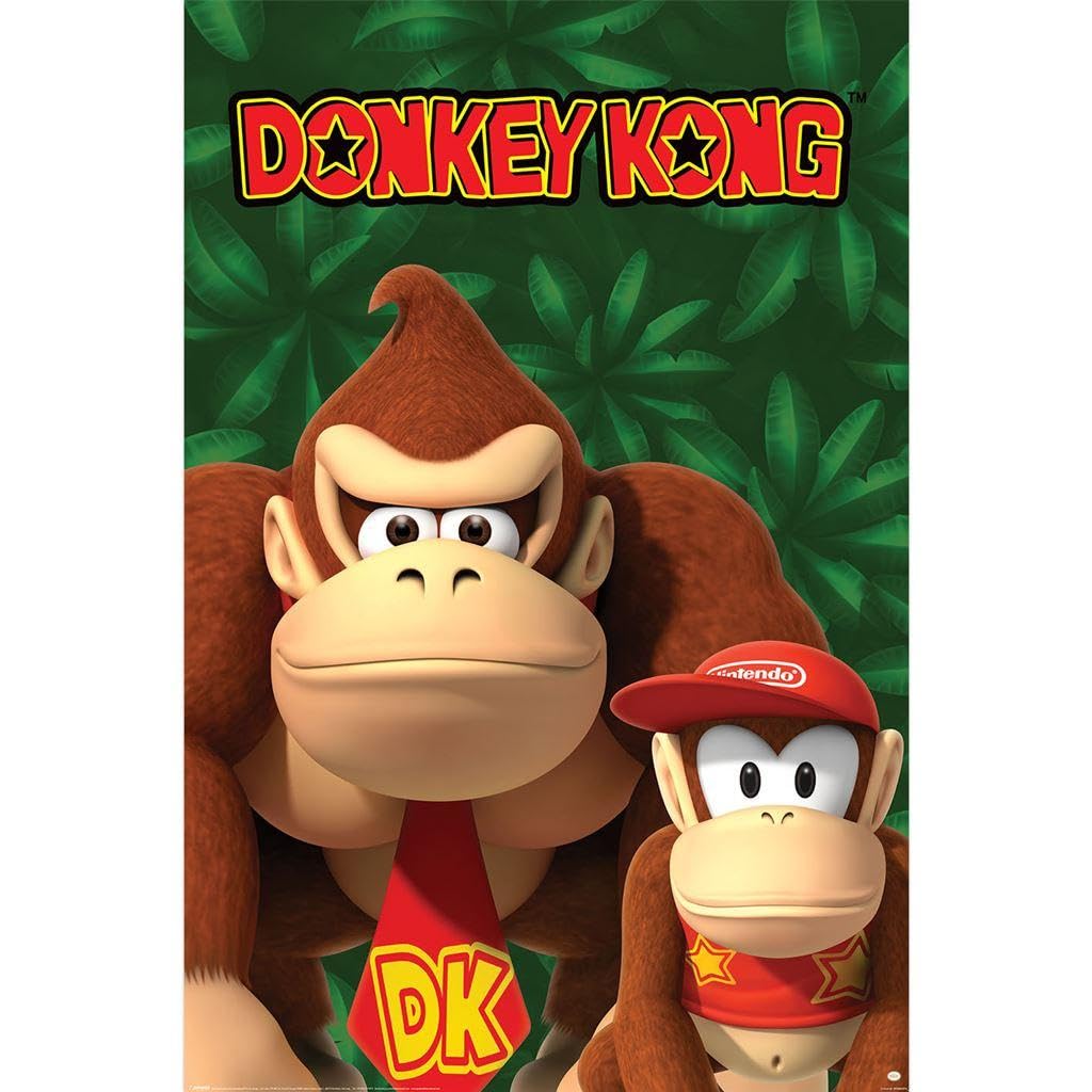 Pyramid International Nintendo Donkey Kong Video Game Poster with DK and Diddy Kong, 61 x 92 cm, Wall Poster
