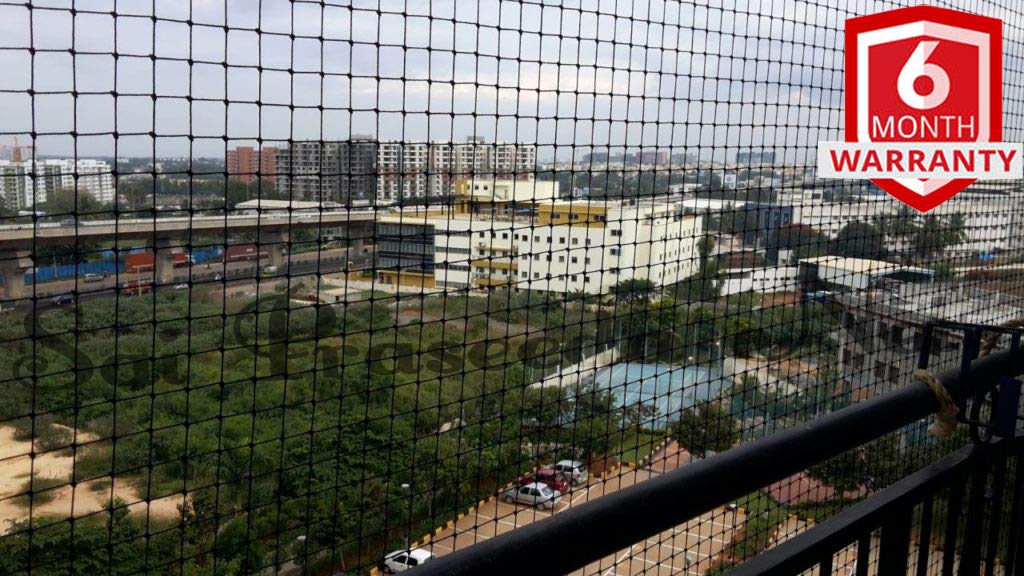 Anti Bird Pigeon net for Balcony 6 Months Guarantee Nylon ISI Mark 20 feet/10 feet with 1 Cutter,25 Clamps Installation(Black Color)-image-19