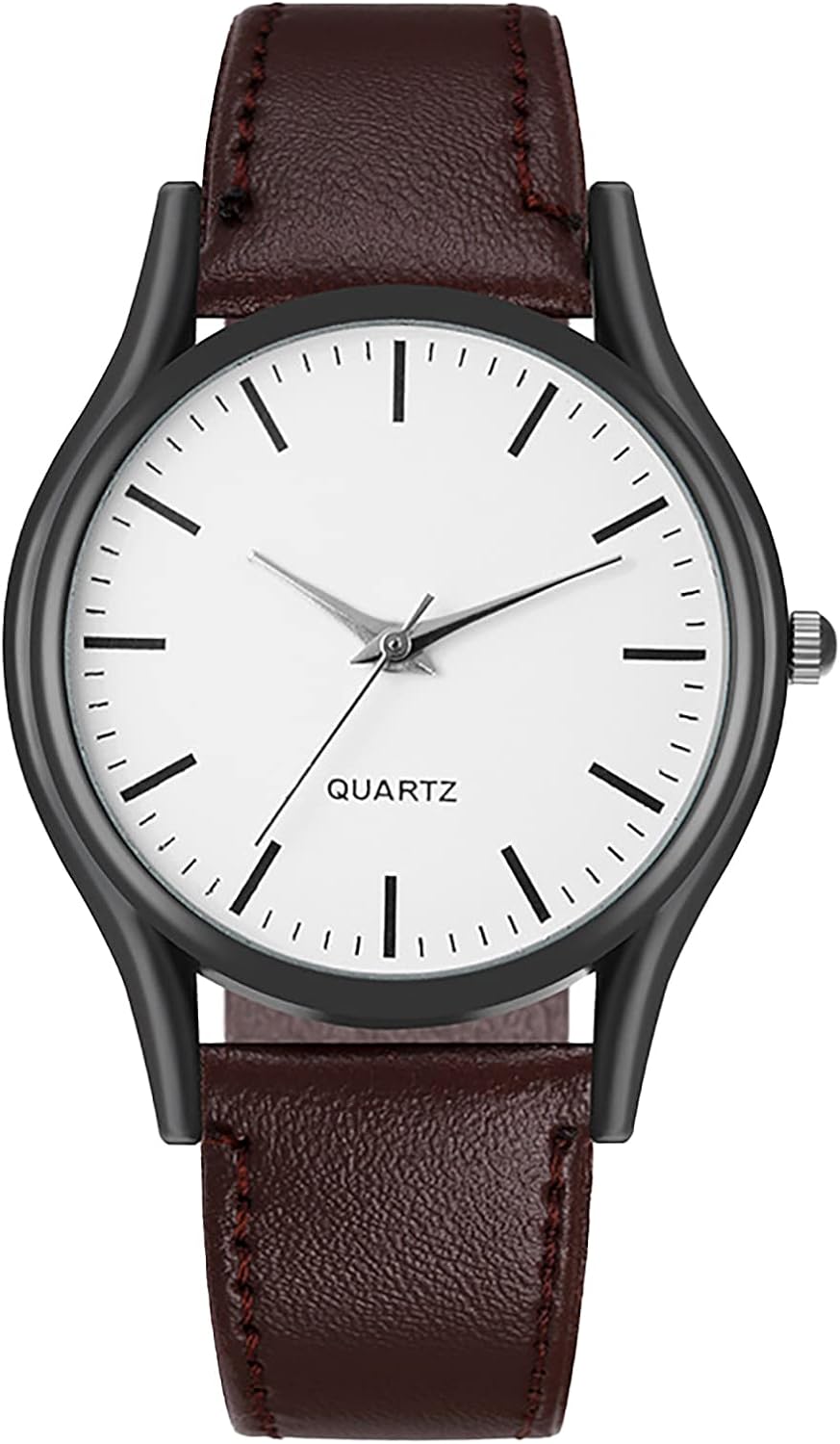 Simple Fashion Men's Watch Women's Watch PU Leather Strap Couple Watch