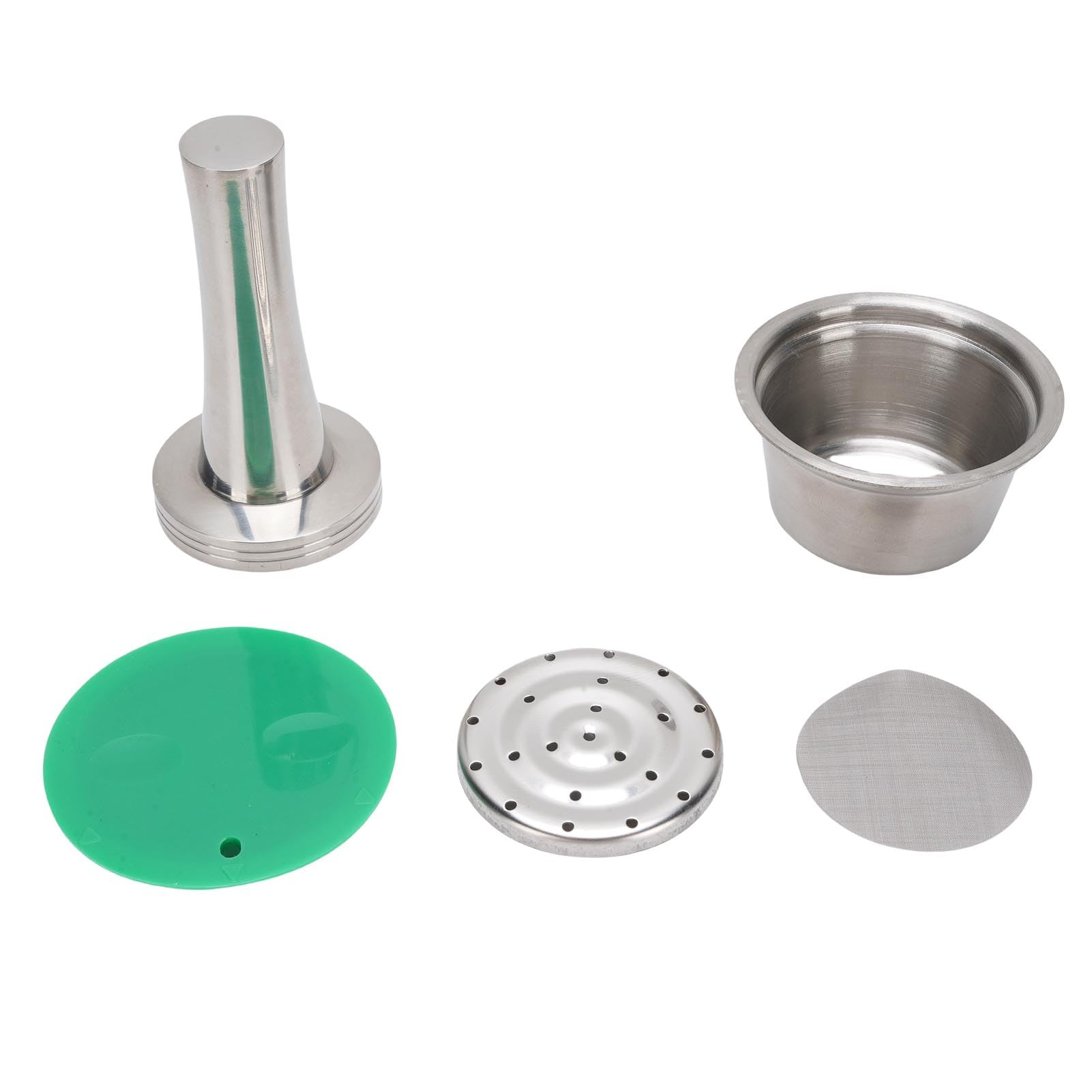 Cápsula de café de Acero Inoxidable Kit de Cápsulas de café Reutilizables de Acero Inoxidable, Cápsula de con Cuchara y Cepillo, Malla de Filtro y Plato, para Amantes de la Elaboración Casera