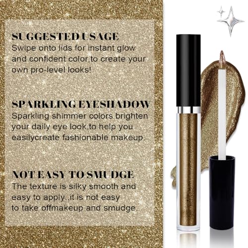Image of SUAKE Liquid Sparkling Glitter Eyeshadow Stick Pack - High Pigment Shimmer Metallic Eye Shadow, Long-Lasting, White Blue Black Gold Purple Bold Colors,Quicking-Dry (9#-Taupe, Pack of 1)