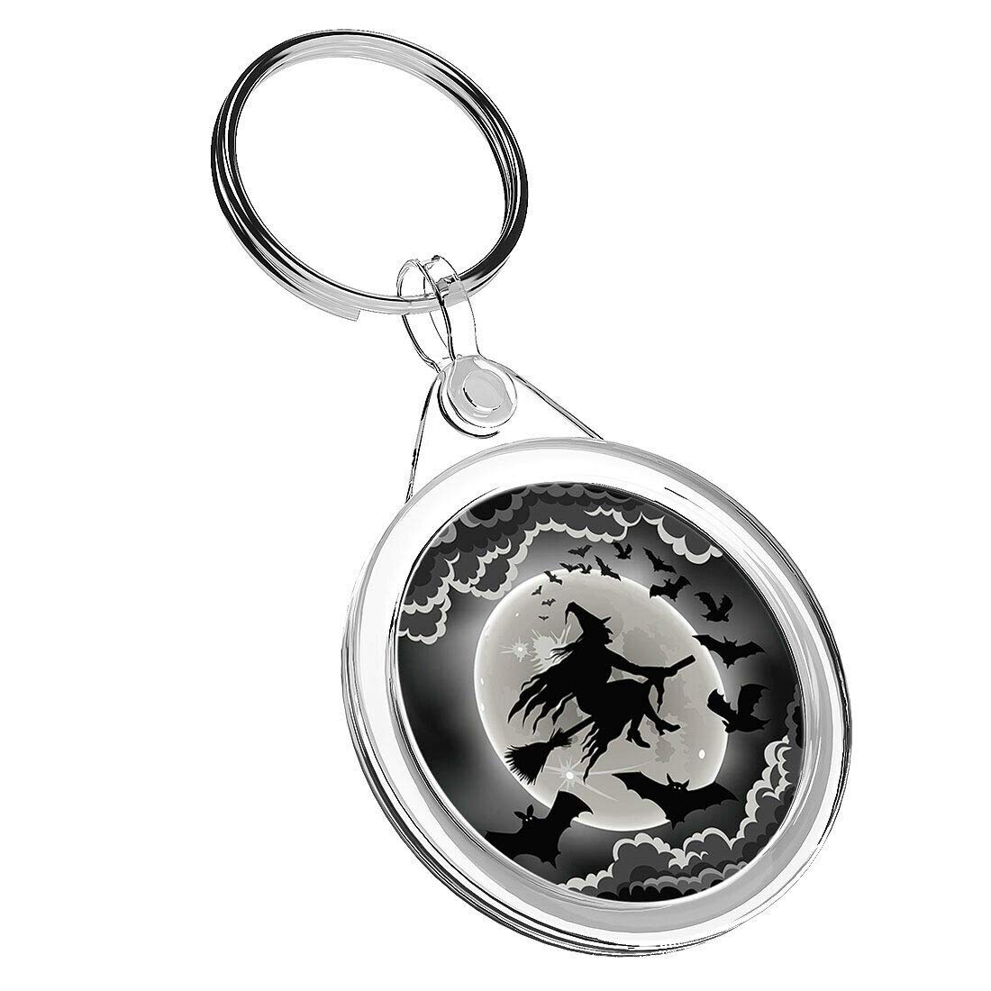 Destination Vinyl Keyrings Unisex Kids Multi 1 X Halloween Witch On The Broom - Keyring Ir02 Dad Kids Birthday #14408