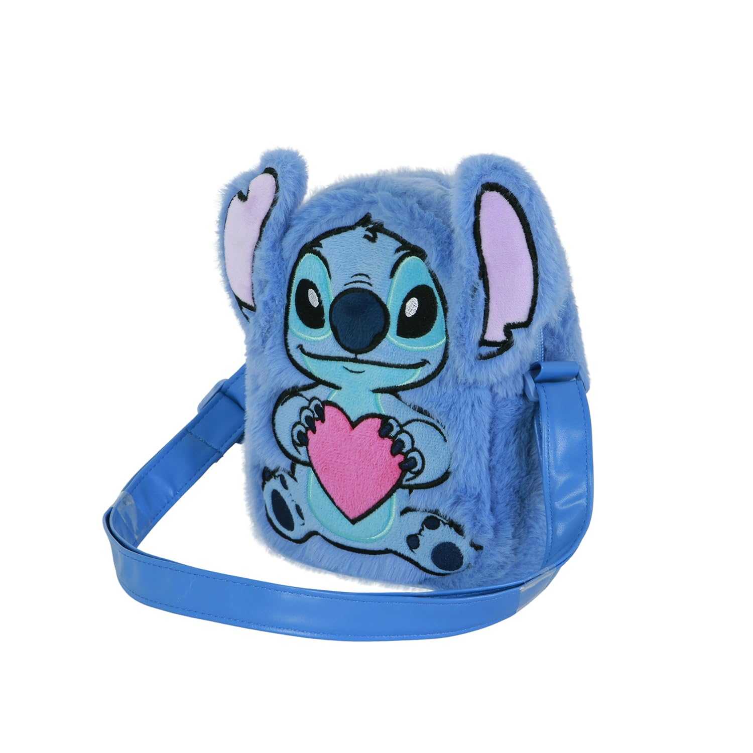 Disney Lilo and Stitch Heart-Action Plush Crossbody Bag, Blue
