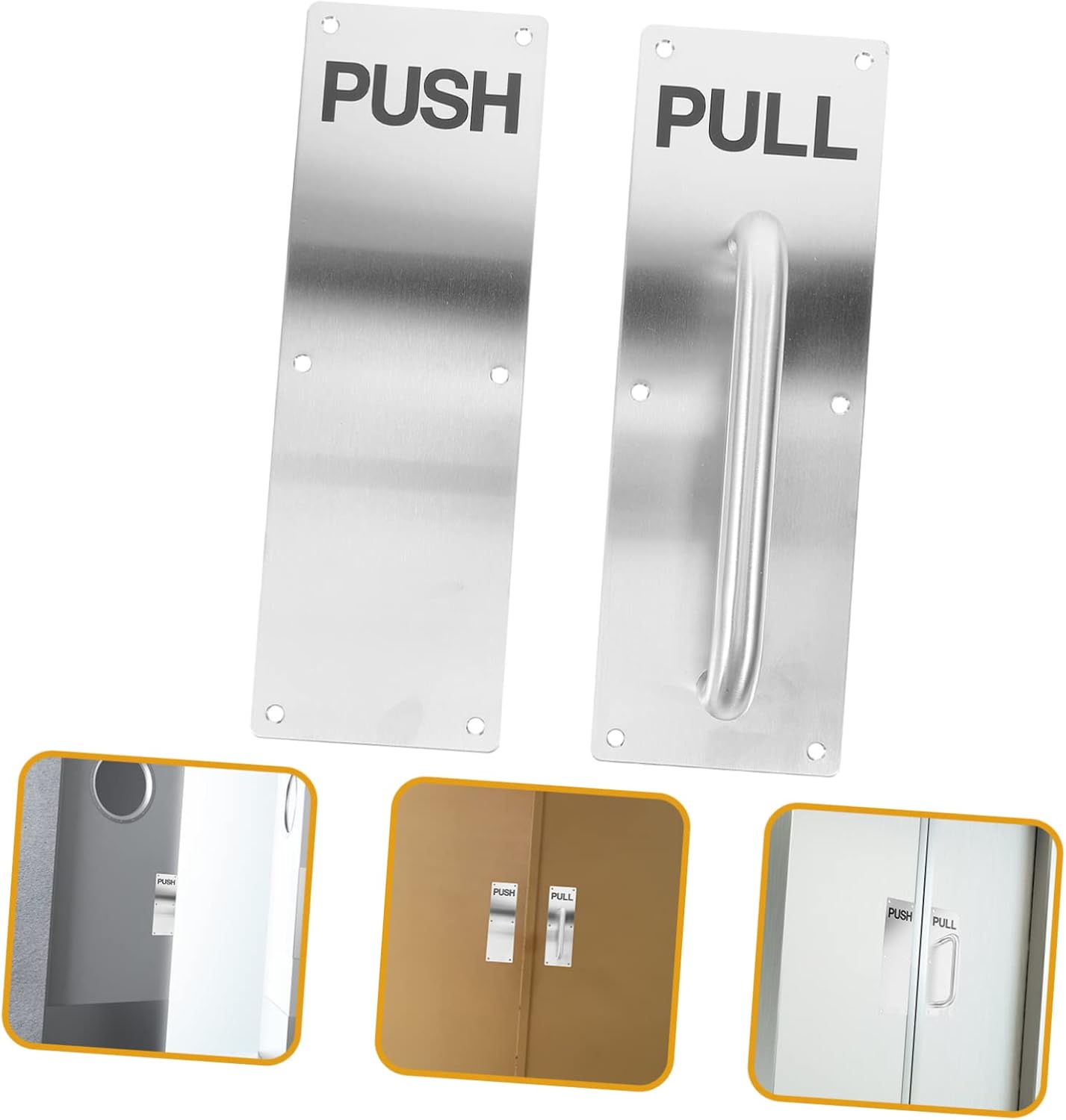 TEHAUX 304 Stainless Steel Push Pull Plate Handle for Fire Doors Commercial Door Hardware Grip Corrosion Resistant and Sturdy Design for Interior or Exterior Use