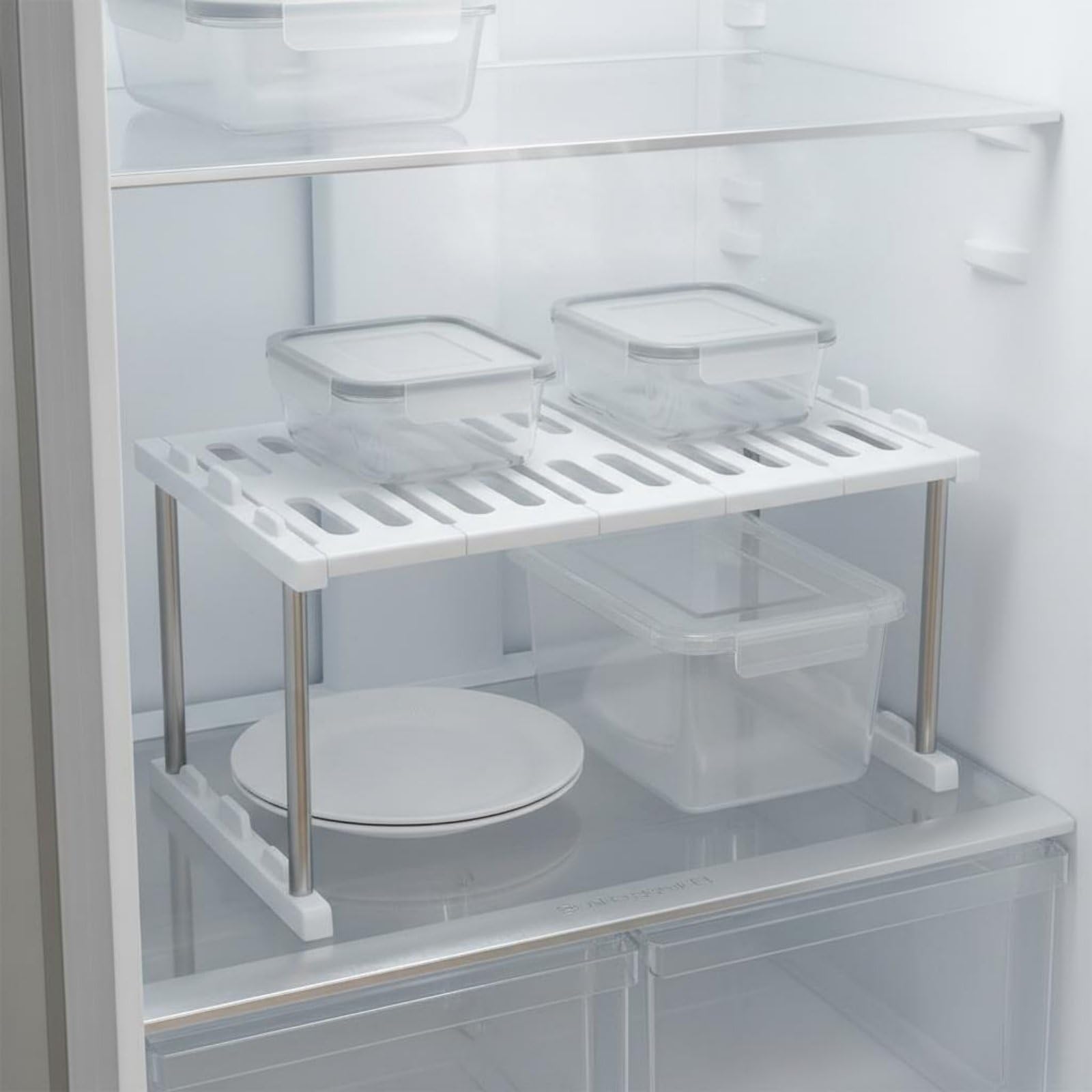 Scaffale da Cucina Ripiegabile Scaffale da Armadio Ripiano Sovrapponibile in Acciaio Inox 304 Antiruggine Pieghevole Adatto per Lavello Cucina Domestica Freezer, 75x30x26cm, Impilabile