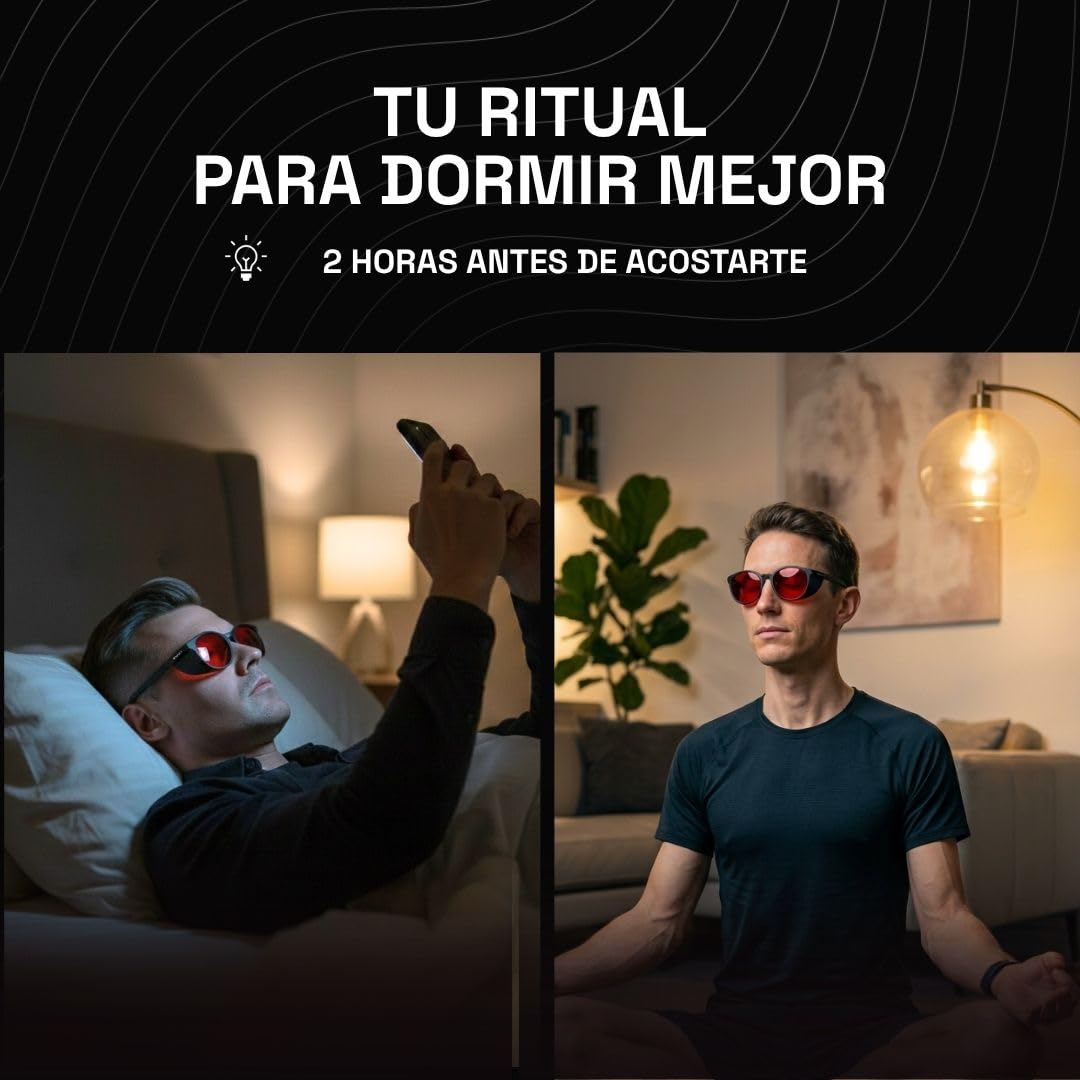 Horus X • Gafas Luz Azul Hombre Mujer Lentes Rojas | 99% Gafas Rojas Bloqueo Luz Azul y Verde para Pantallas por la Noche | Gafas Luz Roja
