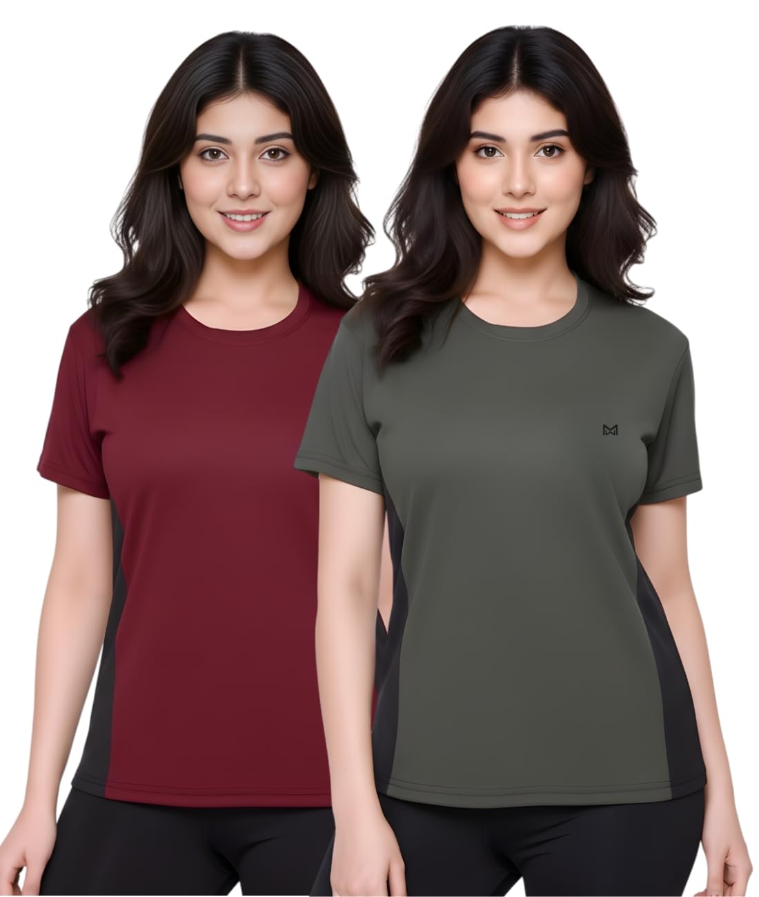 white moon Sports T Shirts for Women, Gym Combo T Shirt for Women, Perfect for Workout, Stretchable, Running & Quick Dry Polyester T Shirts for Women (Pack of 2)-picture-13