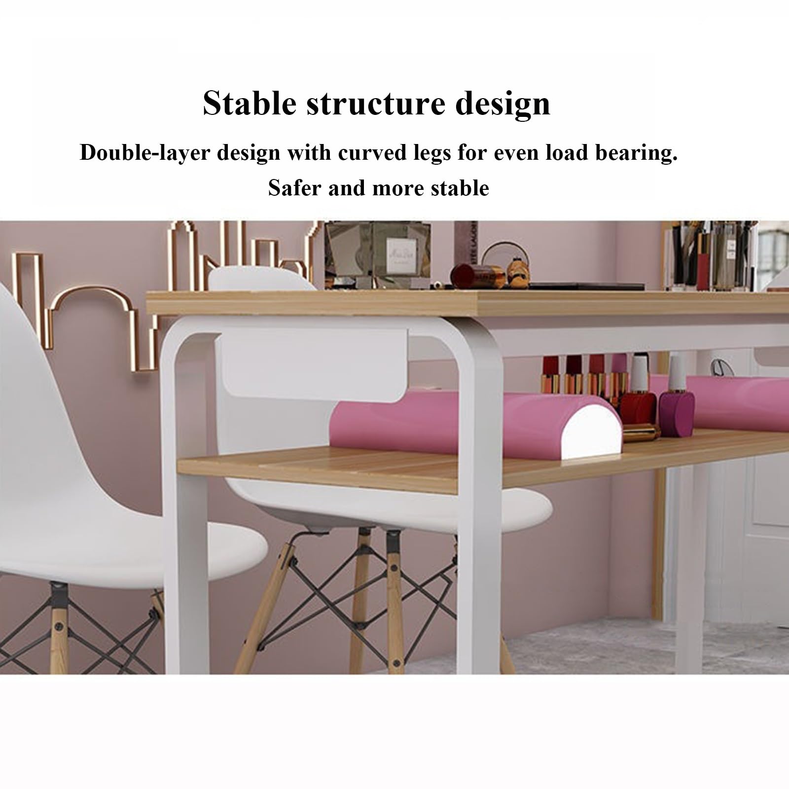 Table de Manucure Bureau de Manucure, Table de Manucure Professionnelle Double Moderne avec Tiroirs de Rangement(80x40x75cm)