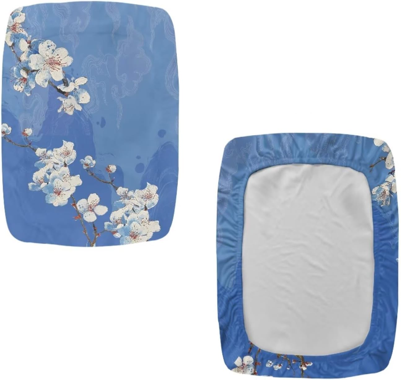 Apricot Blossom Print Stool Covers Rectangle 2 Pack Washable Pub Counter Bar Stool Covers Anti-Dust Vanity Chair Cover Bench Seat Protector with Elastic Band