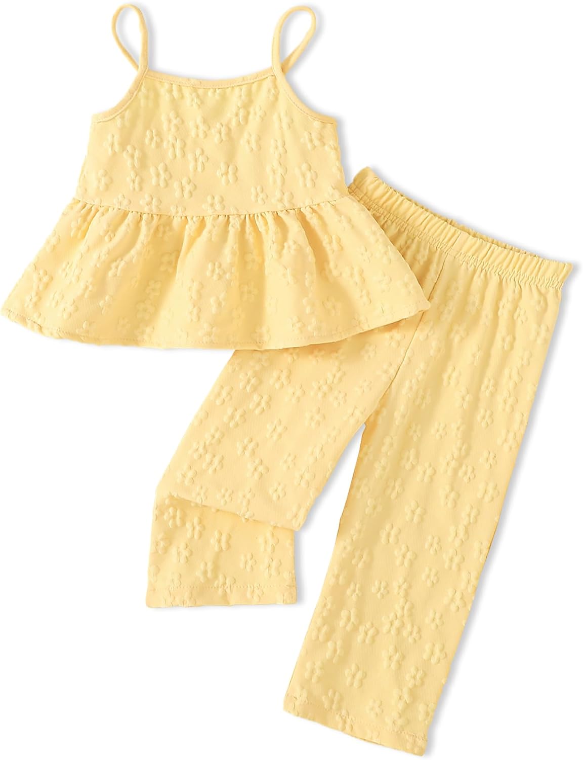 Toddler Baby Girl Clothes Sleeveless Summer Outfit Smocked Strap Camisole Linen Pan...