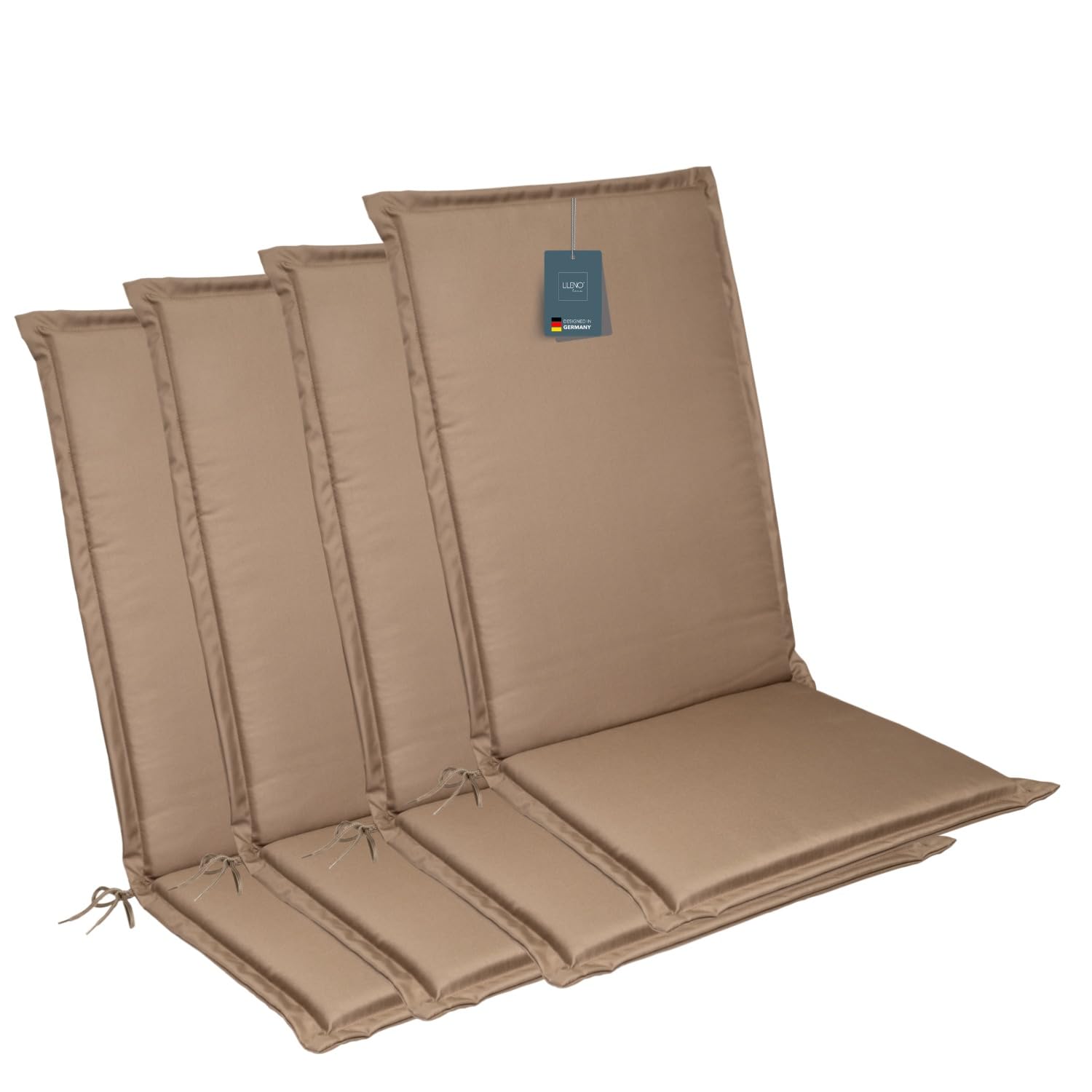 LILENO HOME Garden Chair Cushions [Set of 4 - High-Back] in Taupe - Comfortable Cushions as Seat Cushions for Garden Furniture - Chair Cushions for Garden Chairs and Folding Chairs MIA — image 1
