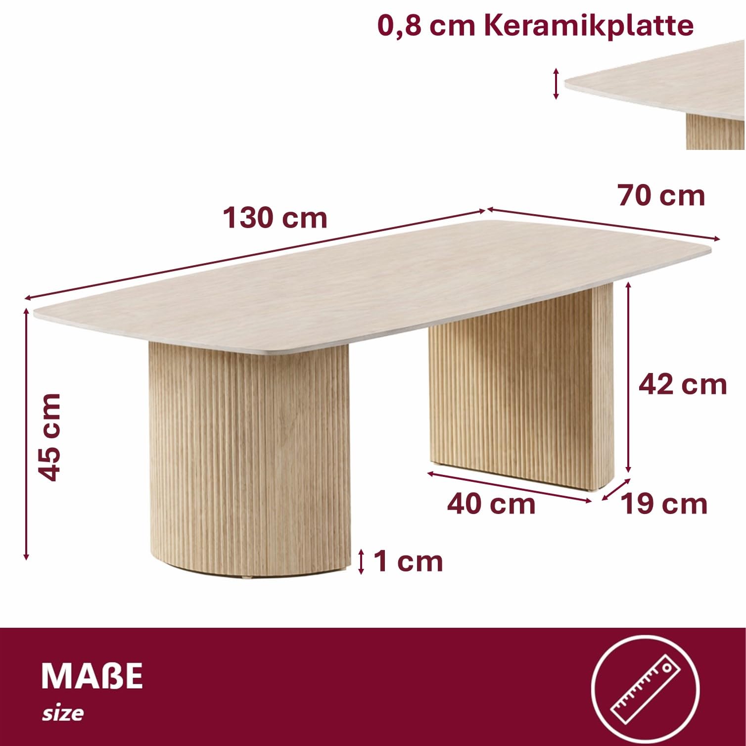 Couchtisch mit Keramikplatte in Travertin-Optik [kratzfest & pflegeleicht], moderner Wohnzimmertisch 130×70 cm, Sofatisch mit hitzebeständiger Oberfläche, ideal für Wohnzimmer & Esszimmer Schwarz