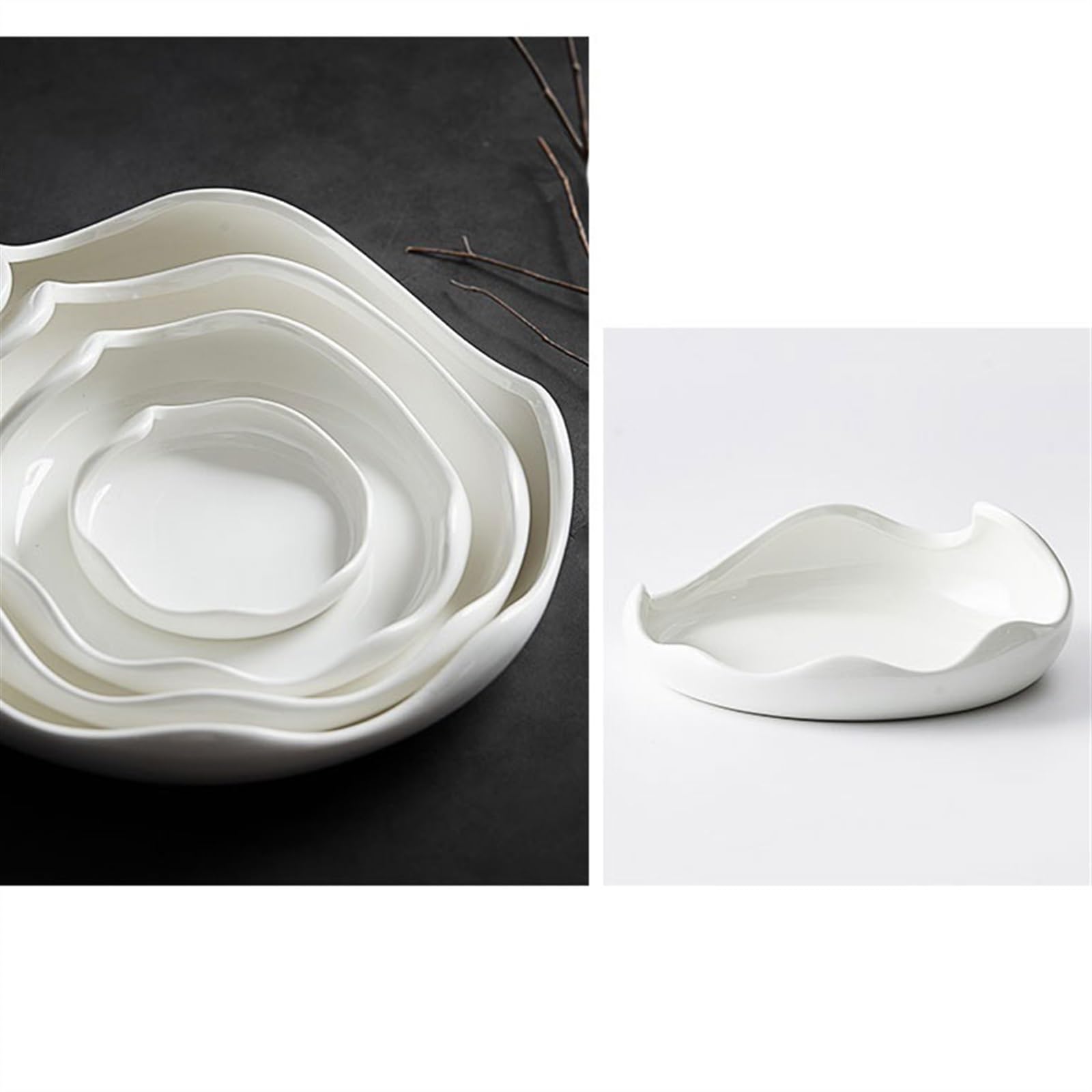 Piatto Alto Fantasma In Ceramica Bianca – Formato 7 Pollici, Bordo Irregolare, Per Antipasti E Insalate, Stile Occidentale