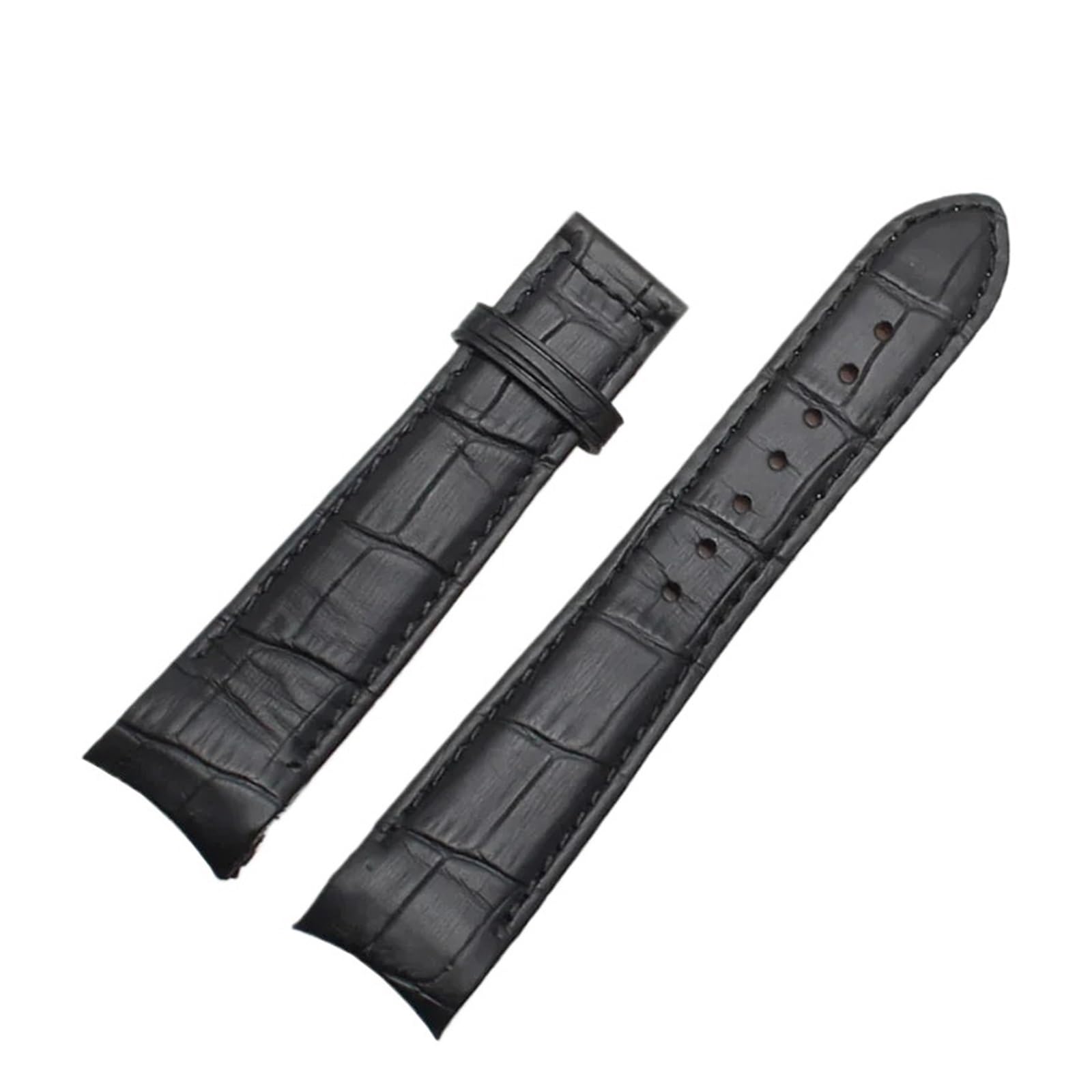 DNDJJM Compatible With Citizen Leather Watch Strap BL8001 BL8001-01A BL8003-05A BL9002 BL9007 9000 Belt Curved End Watchband(Black-no clasp,21mm)