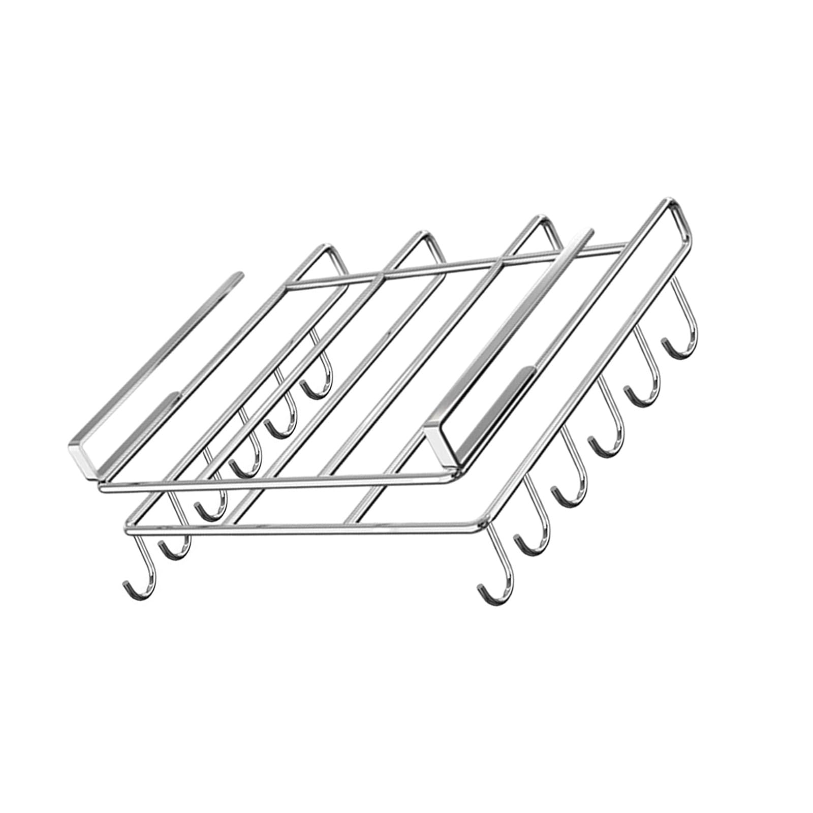 Msioytog Stainless Steel Under Cupboard Hanging Organiser for Kitchen Pots Lid Rustproof Cutting Board Holder with Hook Space Saving Kitchen Storage Rack