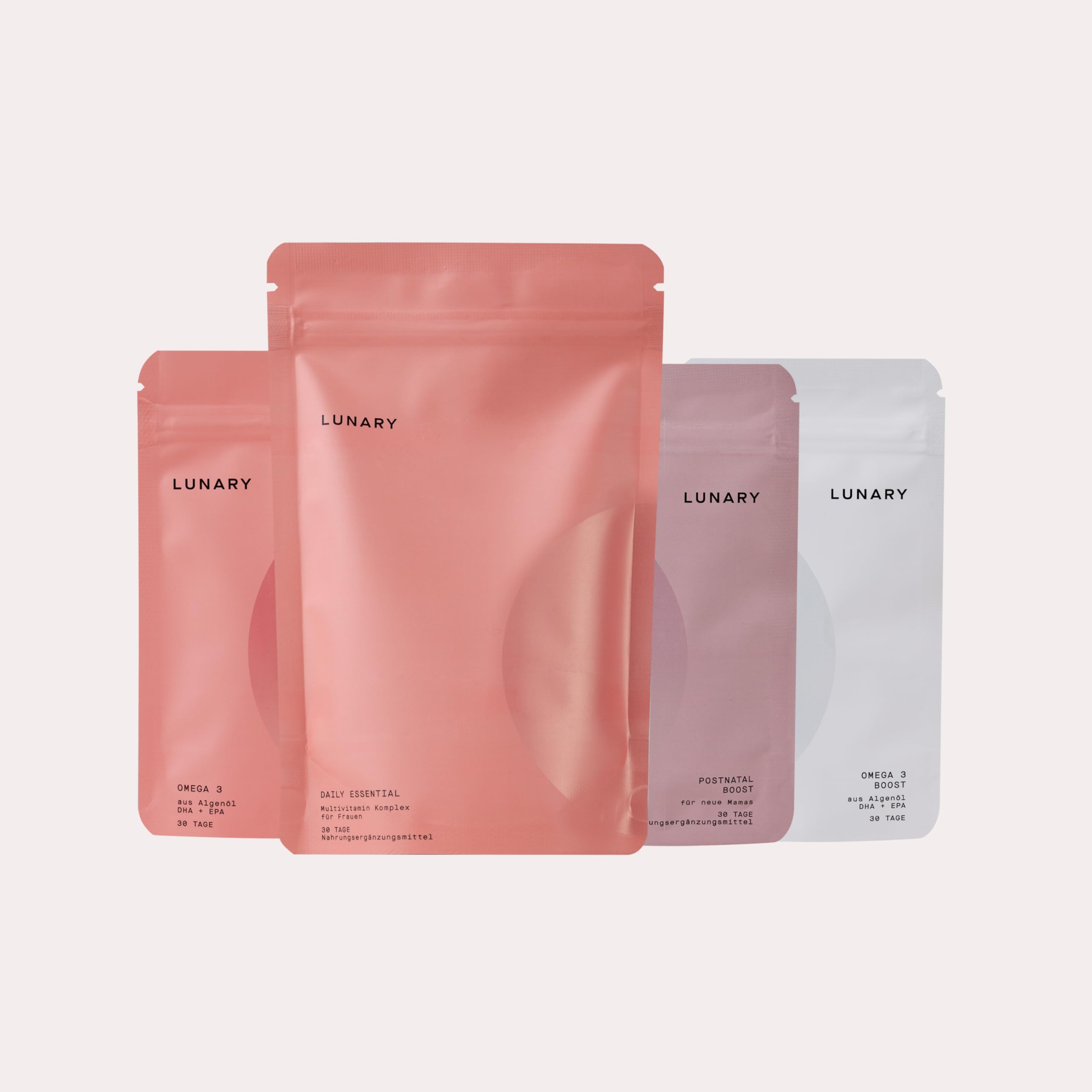 LUNARY Postnatal Set | Mit Folsäure & Omega 3 | Vitamine Stillzeit | Vitamine Stillzeit mit Omega- 3 aus Algenöl, bioaktiver Folsäure & Vitamin D | Umfassende Versorgung nach der Geburt