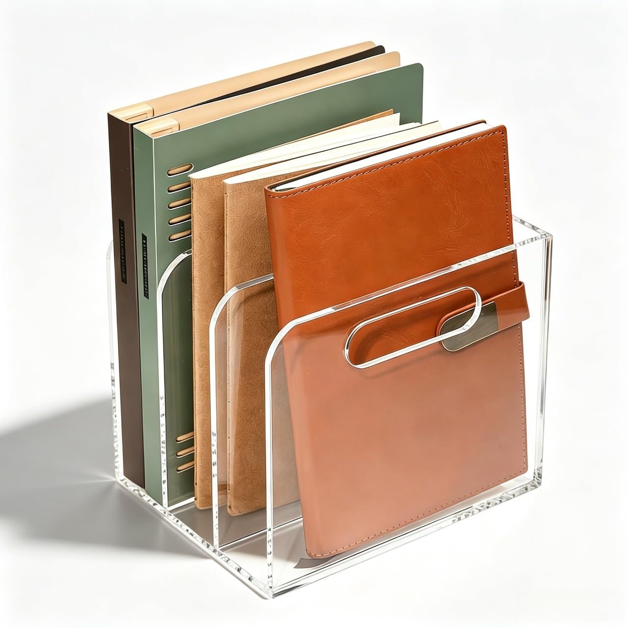 Stehsammler B5, Acryl Zeitschriftensammler mit 3 Fächer Aktenmagazinhalter Stehordner Transparenter Schreibtisch Briefhalter für Büro Zuhause Schule