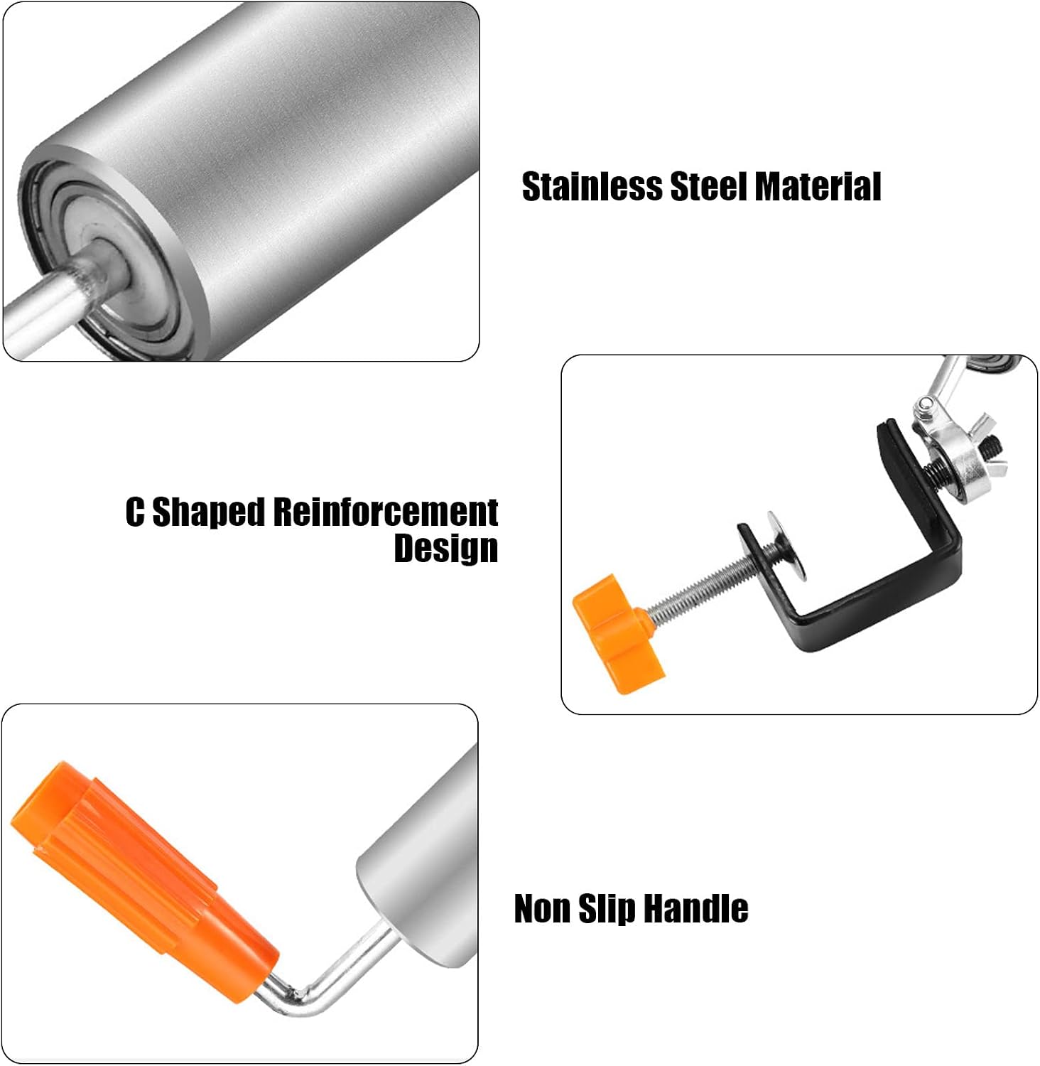 304 Stainless Steel Rolling Pin Fixed 360° Rotation Pizza Baking Roller Pin for Fondant, Pie Crust, Cookie, Pastry, Dough Kitchen Essential(L-20cm/7.87in)