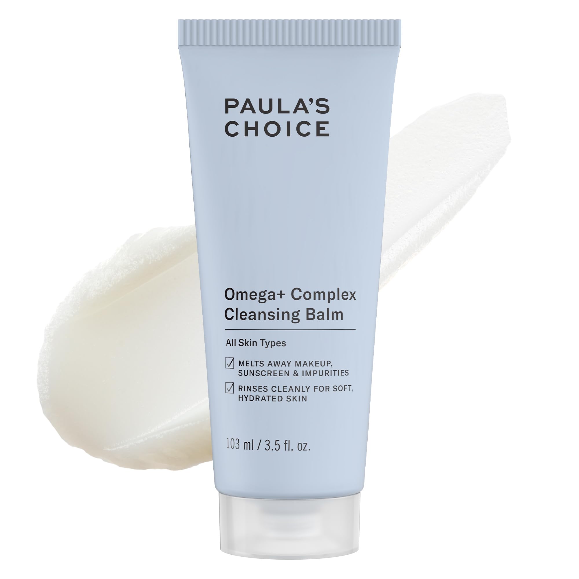 PAULA'S CHOICEOmega Complex Face Cleansing Balm, Double Cleanse Face Wash & Gentle Daily Makeup Remover, Suitable for Dry & Sensitive Skin, Mineral Oil-Free, & Fragrance-Free, 3.5 Fl Oz