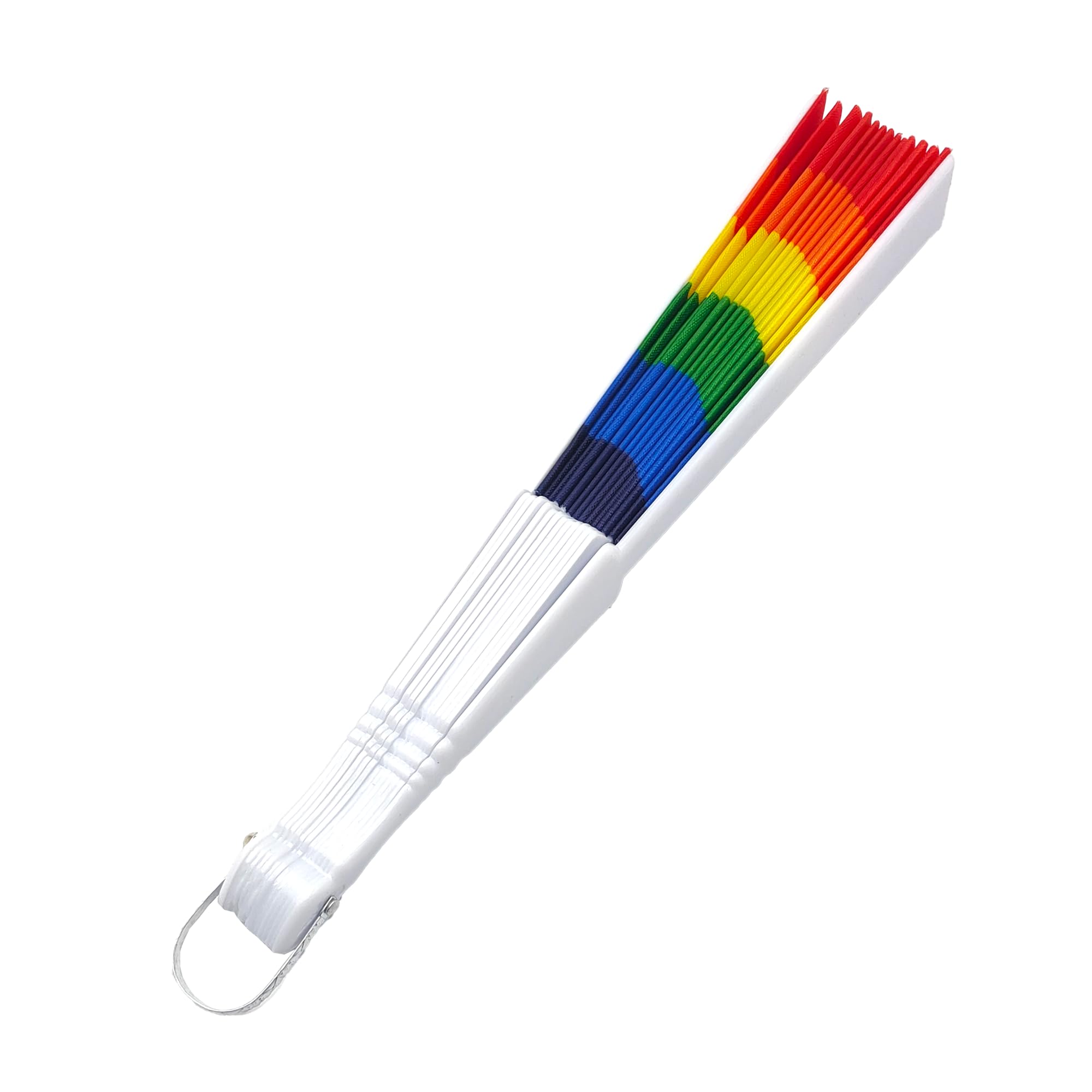 LGBTQ+ składany wachlarz z tęczową flagą - 44 x 23 cm - Akcesoria na imprezy, imprezy, parady i tańce – wytrzymałe plastikowe listwy