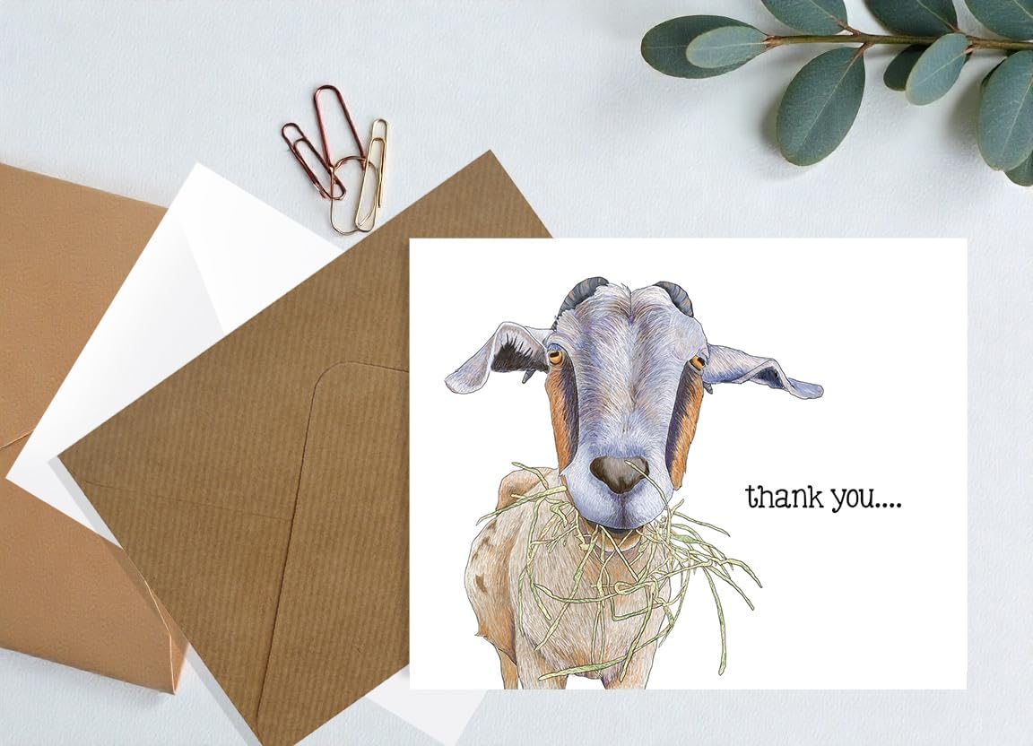 Nibbles the Goat Thank You Card Set Set of 10 Goat Cards with envelopes