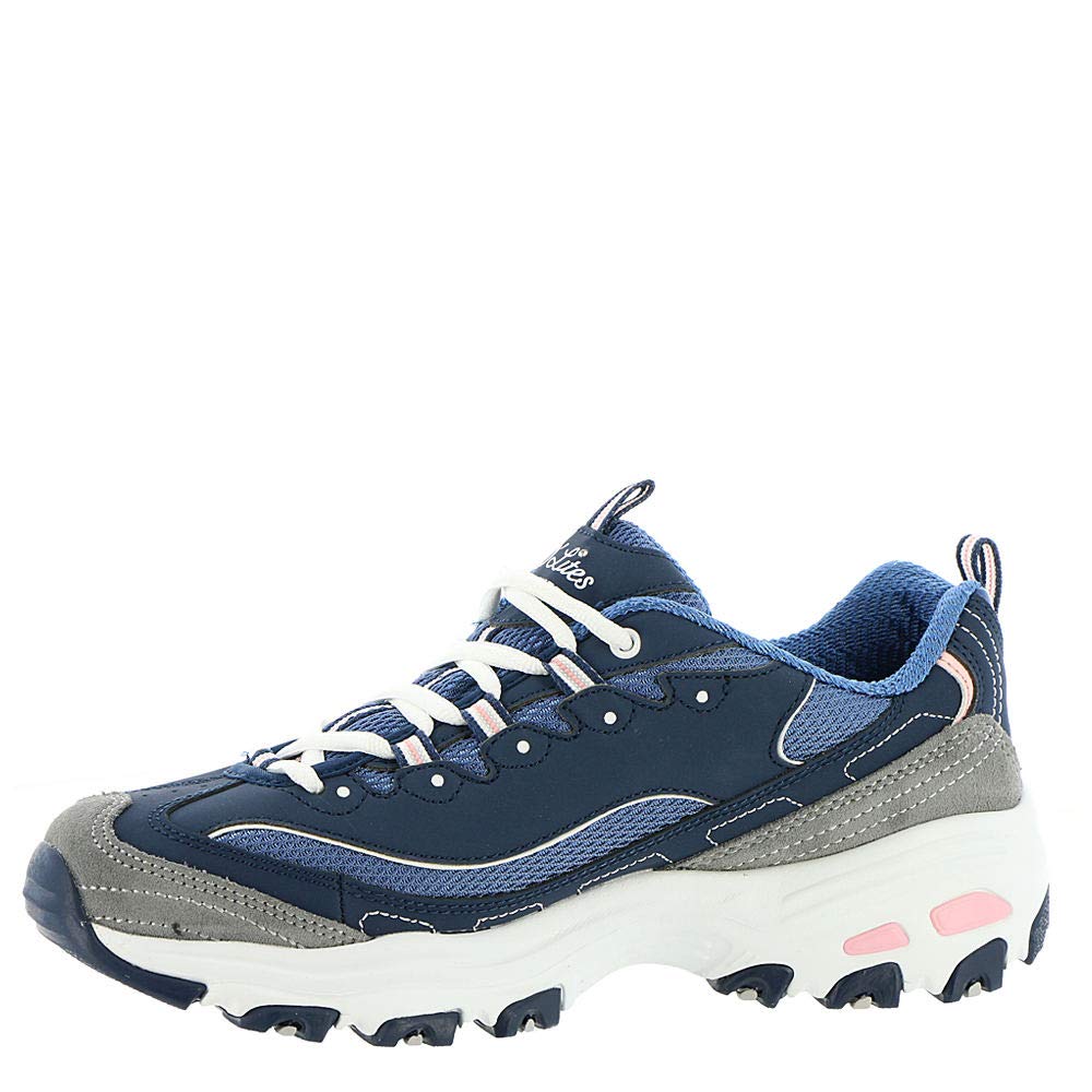 Skecherssport Womens Dlites Memory Foam Lace Up Sneaker Navy Grey