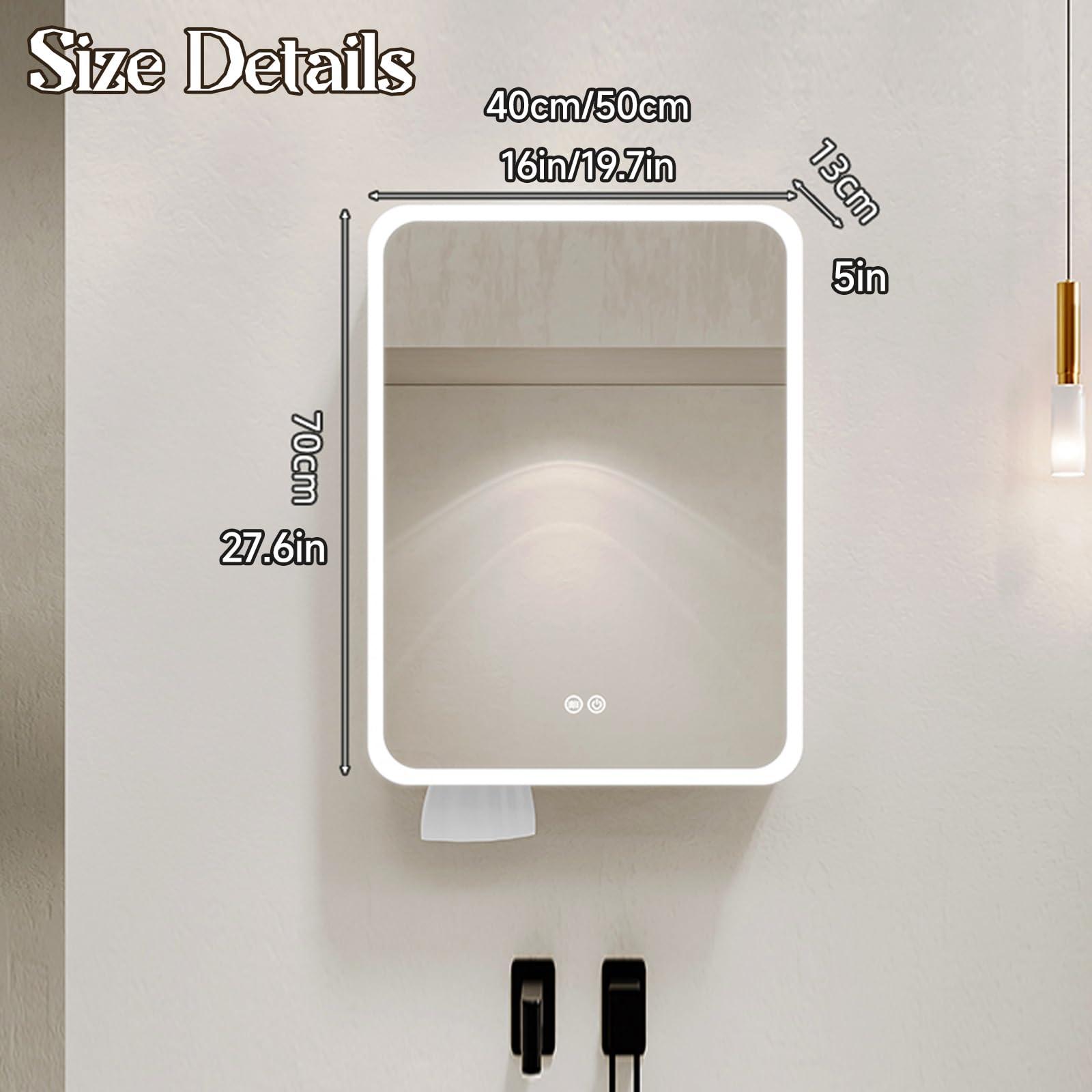 Armadietto a specchio da bagno in alluminio impermeabile da 40 cm - Scaffale multistrato per prodotti di bellezza a parete, design elegante e moderno