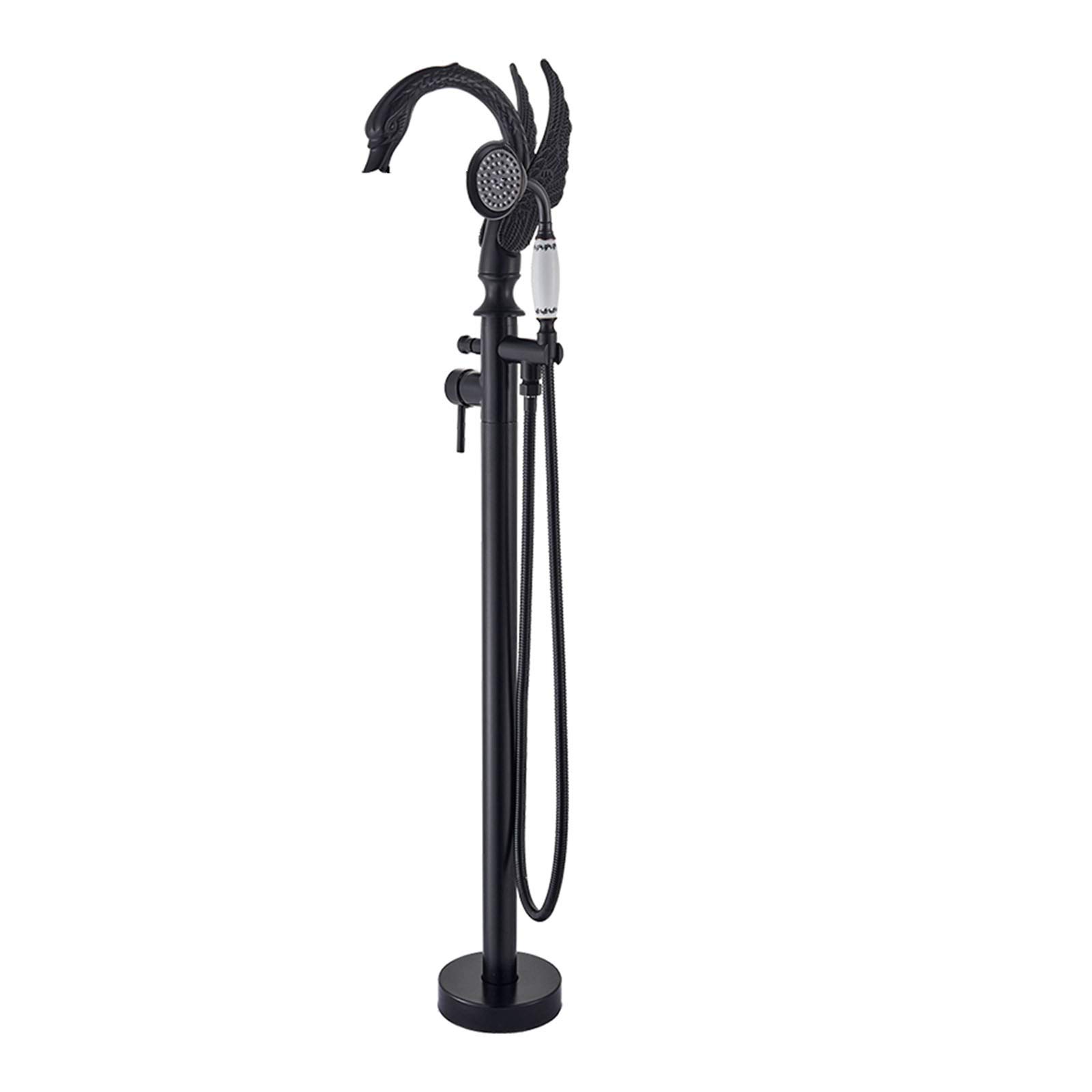 Grifo de bañera de pie, Grifo de bañera con caño Giratorio de una Sola manija con Ducha de Mano, Grifo de bañera de pie de latón, Bronce frotado con Aceite,