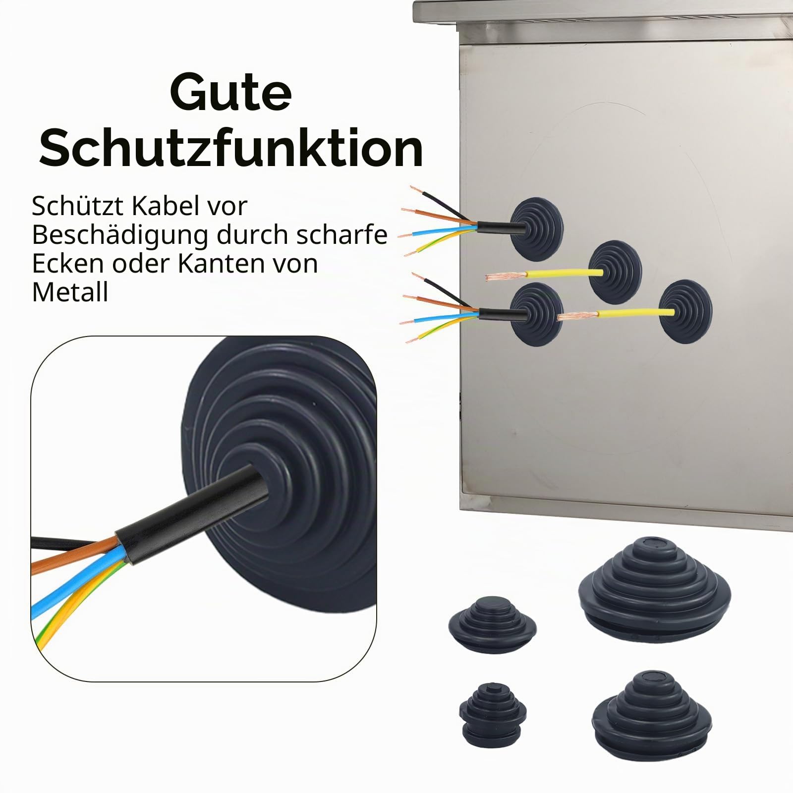 66 StüCk Gummi KabeldurchfüHrung,Flexibles Gummi Tower Kabeldichtungen,Wasserdicht KabeltüLlen,KabeldurchfüHrung Dichtungsschutz Ring Loch 10/20/ 25/30 mm,Zum Schutz Von DräHten, Kabelverbindern