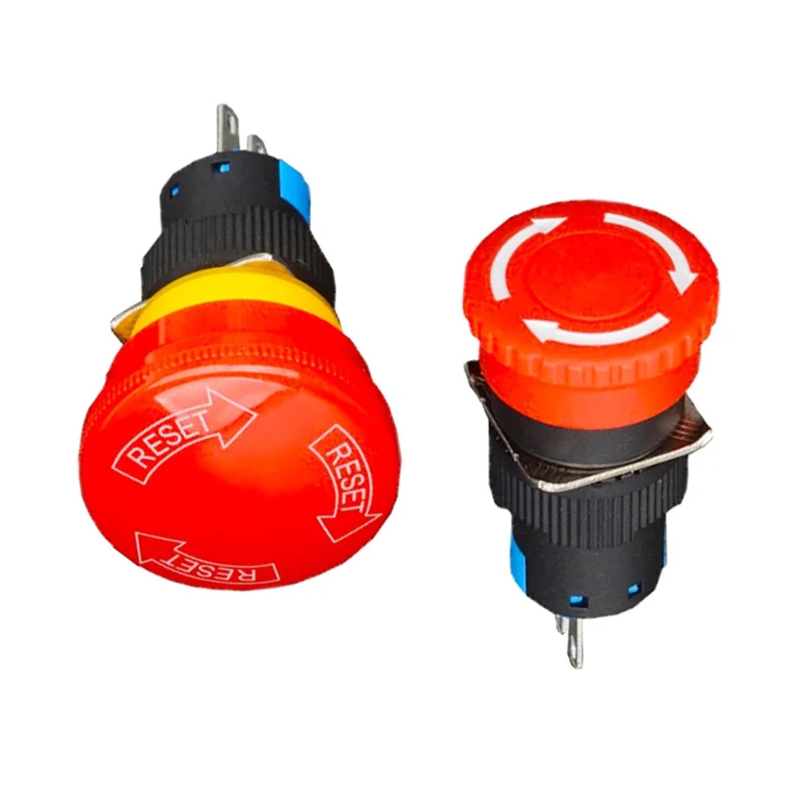 Lot de 5 boutons poussoirs d'arrêt d'urgence à verrouillage, trous de montage de 16 mm, tête grande/petite, YJ-LA16-11ZS-A(LA16-11ZS)
