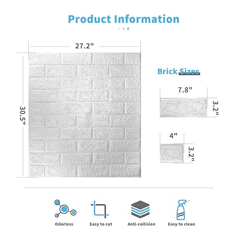 Miniatura 5 de Paneles adhesivos de pared de espuma de polietileno en imitación ladrillo 3D listos para despegar la lámina posterior y pegarlos en la pared